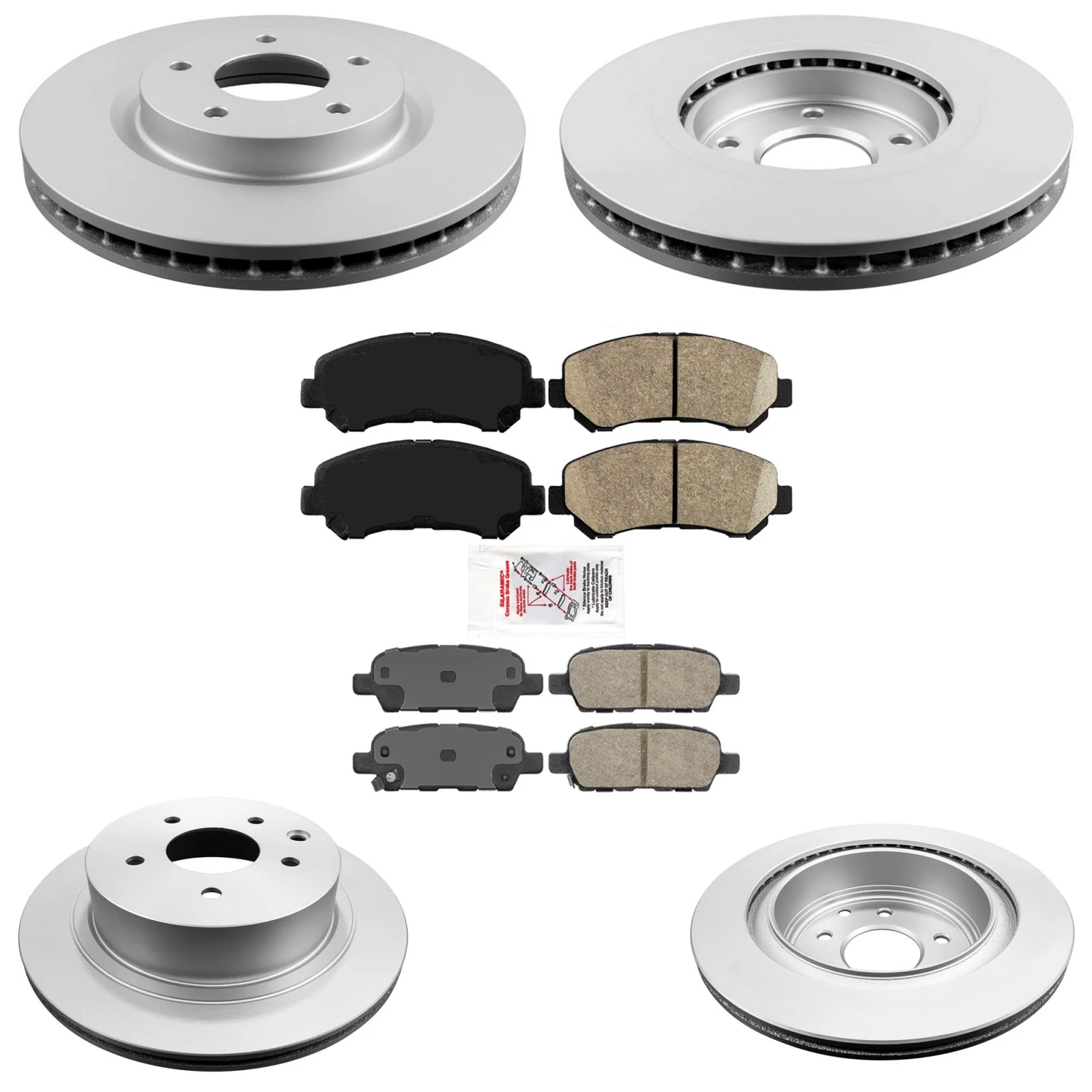 GEO Coated Disc Rotors Brake & Ceramic Brake Pads for Nissan Rogue 2008-2013
