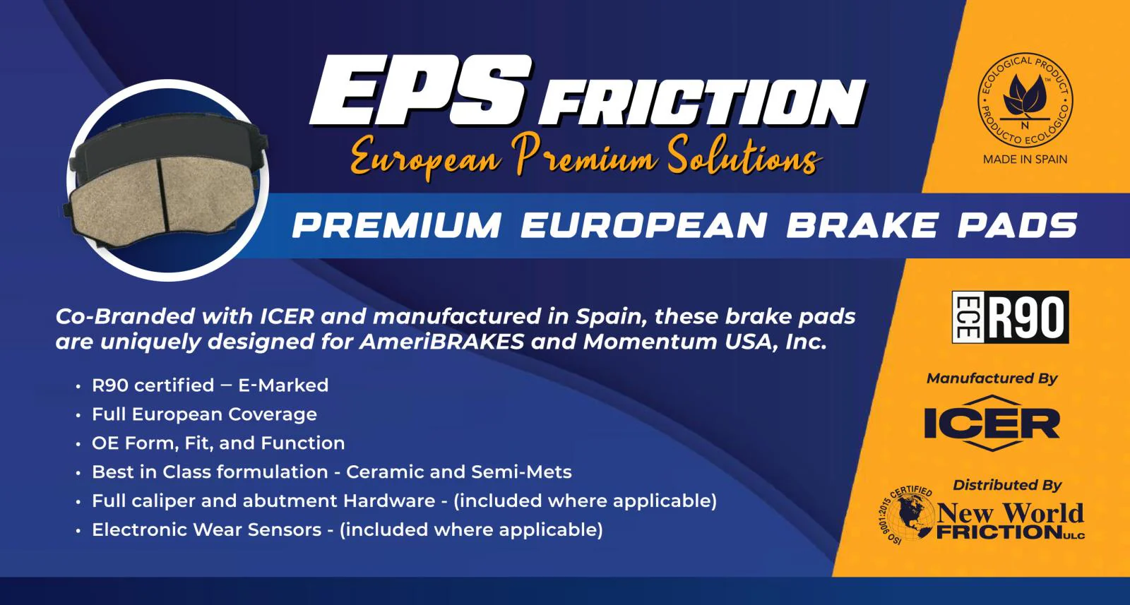 Front & Rear EPS R90 Certified Brake Pads For Cooper John Cooper Works 15-2019 - Image 3