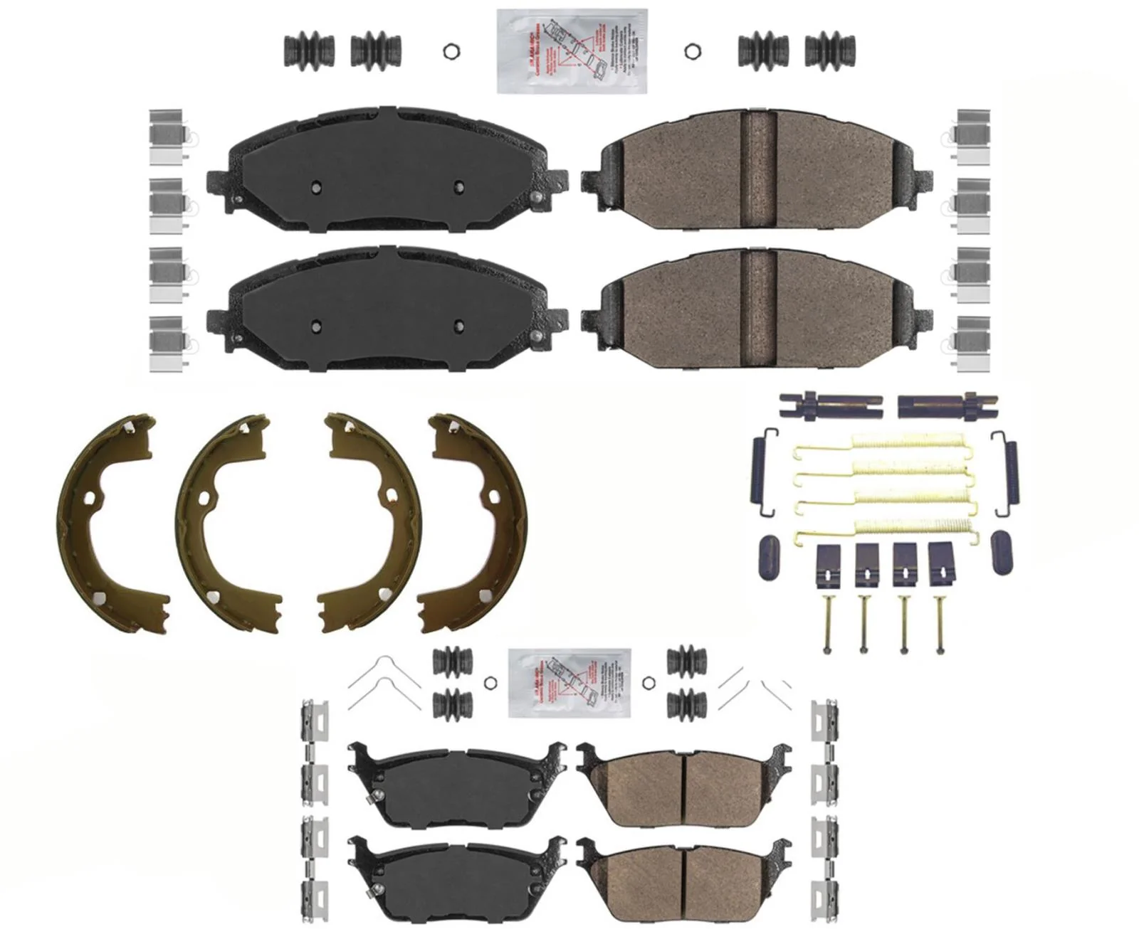 Front & Rear Fleet Duty Brake Pads Hardwar Parking Shoes For Ram 1500 19-2021