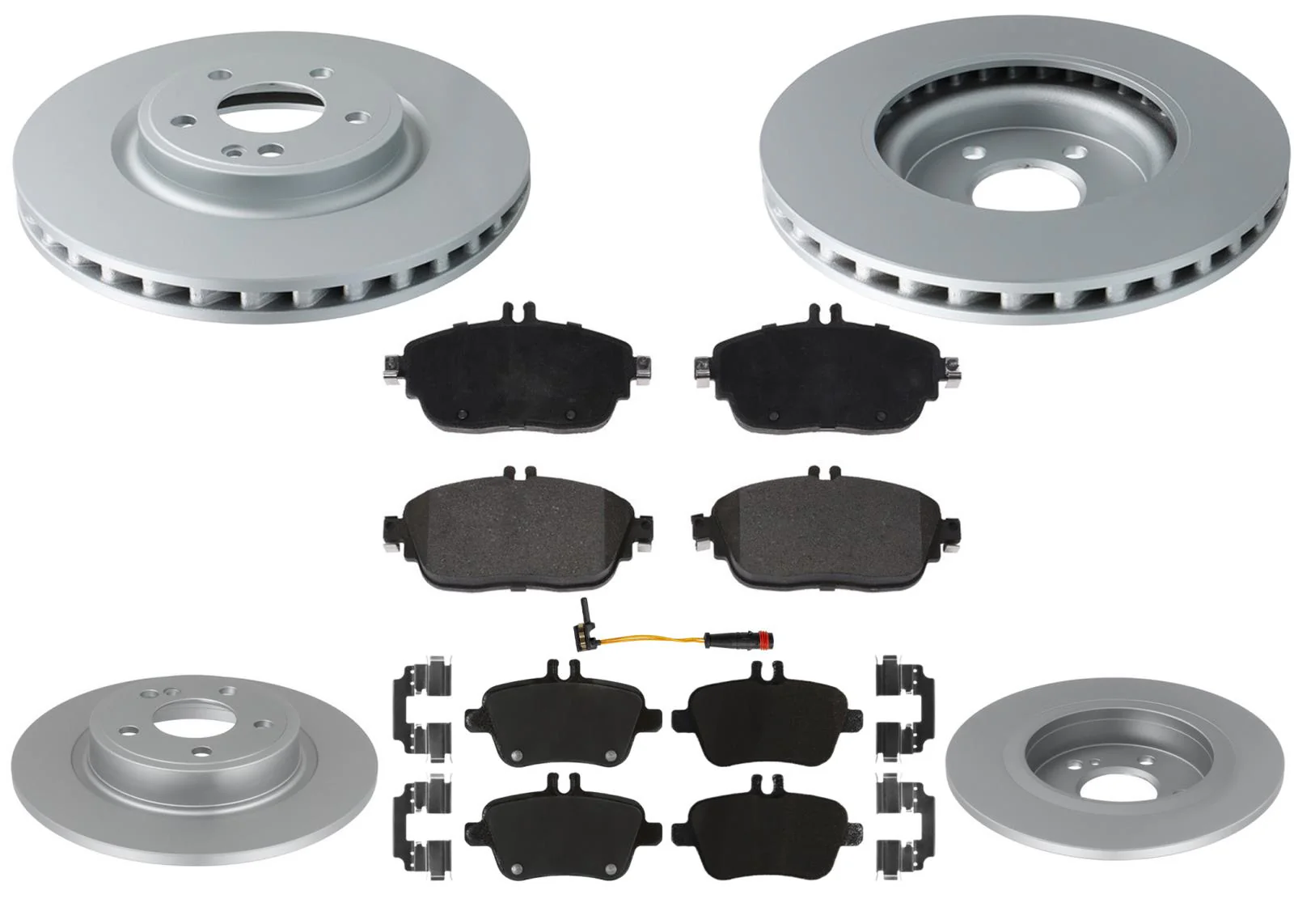Front & Rear GEO Coated Brake Rotors & EPS Brake Pads For CLA250 2014 2015 2019