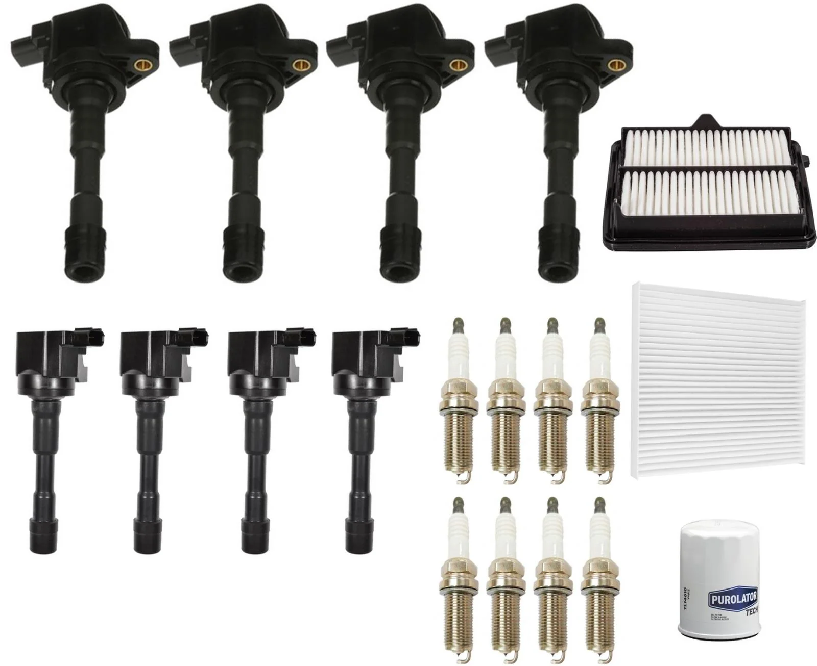 Front & Rear Ignition Coils Spark Plugs Tune Up Kit For Civic 1.5L 2012-2015