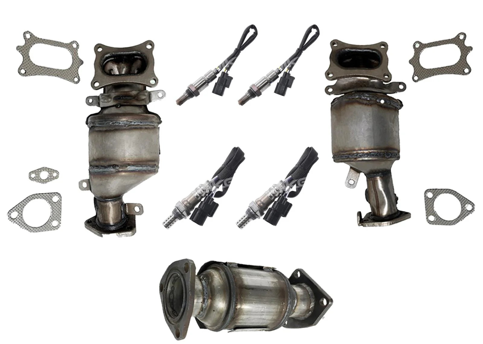 Front Rear Low Rear Manifold Catalytic Converter & Sensors For Honda Pilot 09-11