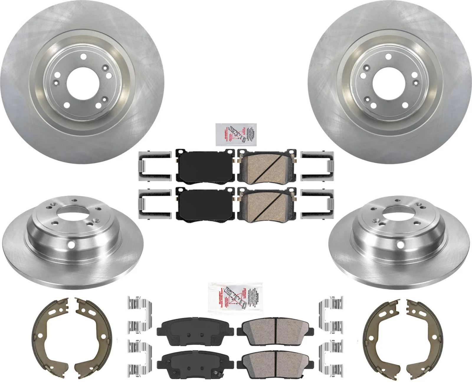 Front & Rear Rotors & Brake Pads Hardware for Hyundai Genesis V8 4Door 15-2016