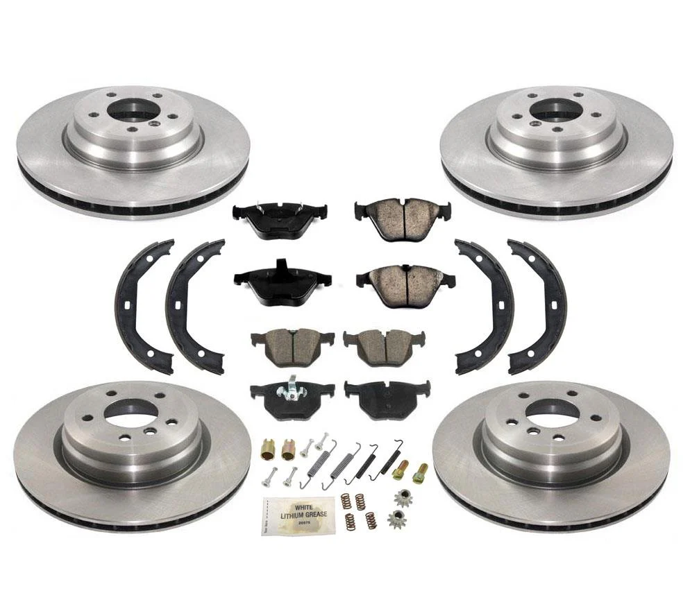 Front Rear Rotors Brake Pads Shoes Spring Kit for BMW X1 3.0L X-drive 13-15