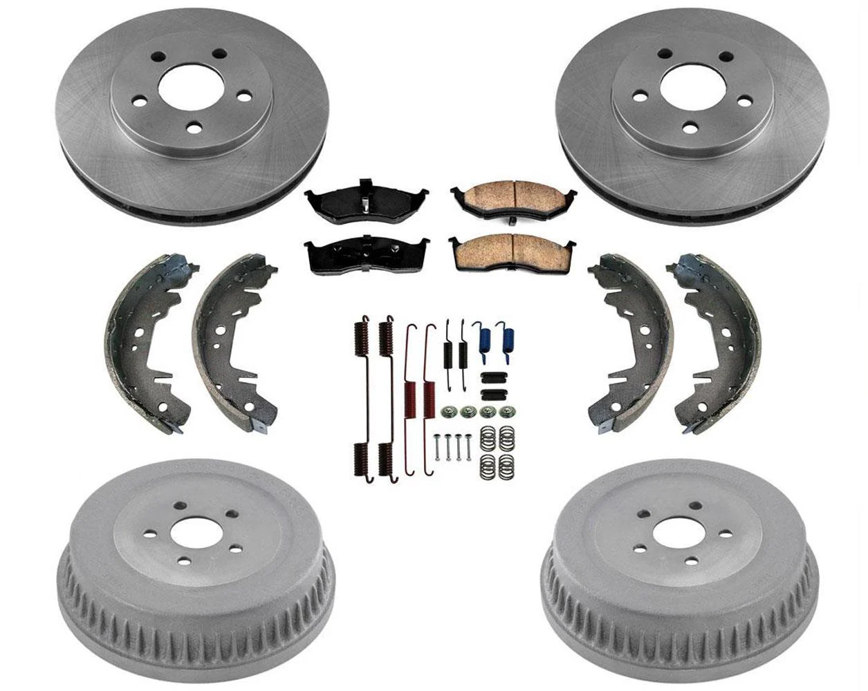 Front Rotors Rear Drums Brake Pads Shoes for Dodge Caravan 14 Inch Rims 96-2000