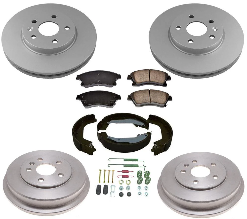 Front Rotors Rear Drums Brake Pads Shoes Spring Kit for Chevrolet Sonic 2012-18