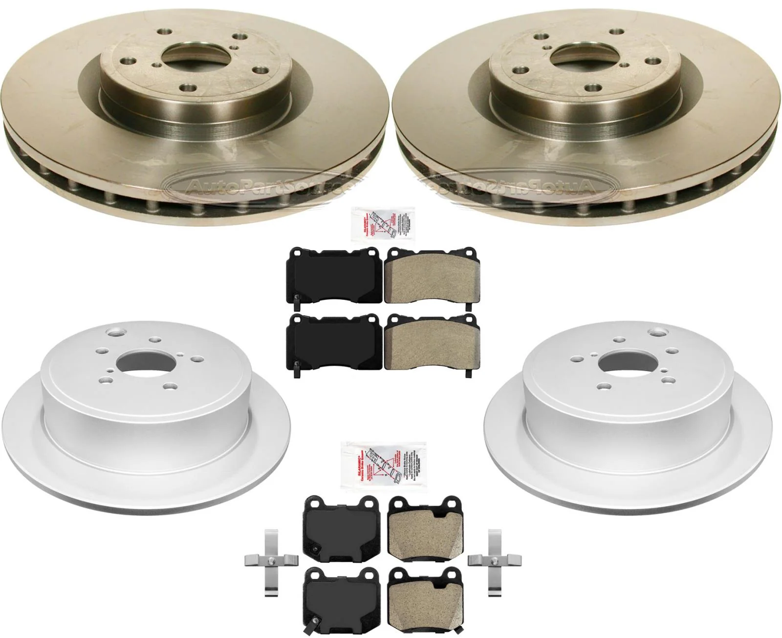 Front Steel & Rear Coated Brake Rotors Brake Pads For Subaru WRX STI 2008-2009