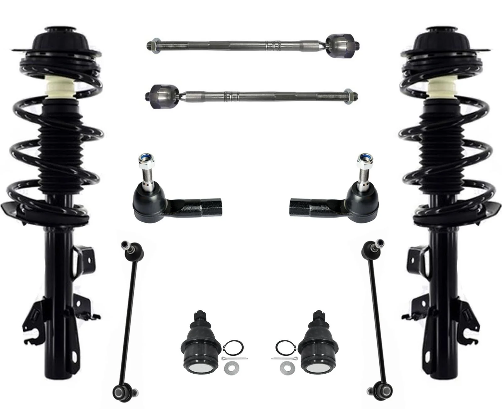 Front Struts Ball Joints Tie Rods & Links For Cherokee 2014-18 All Wheel Drive