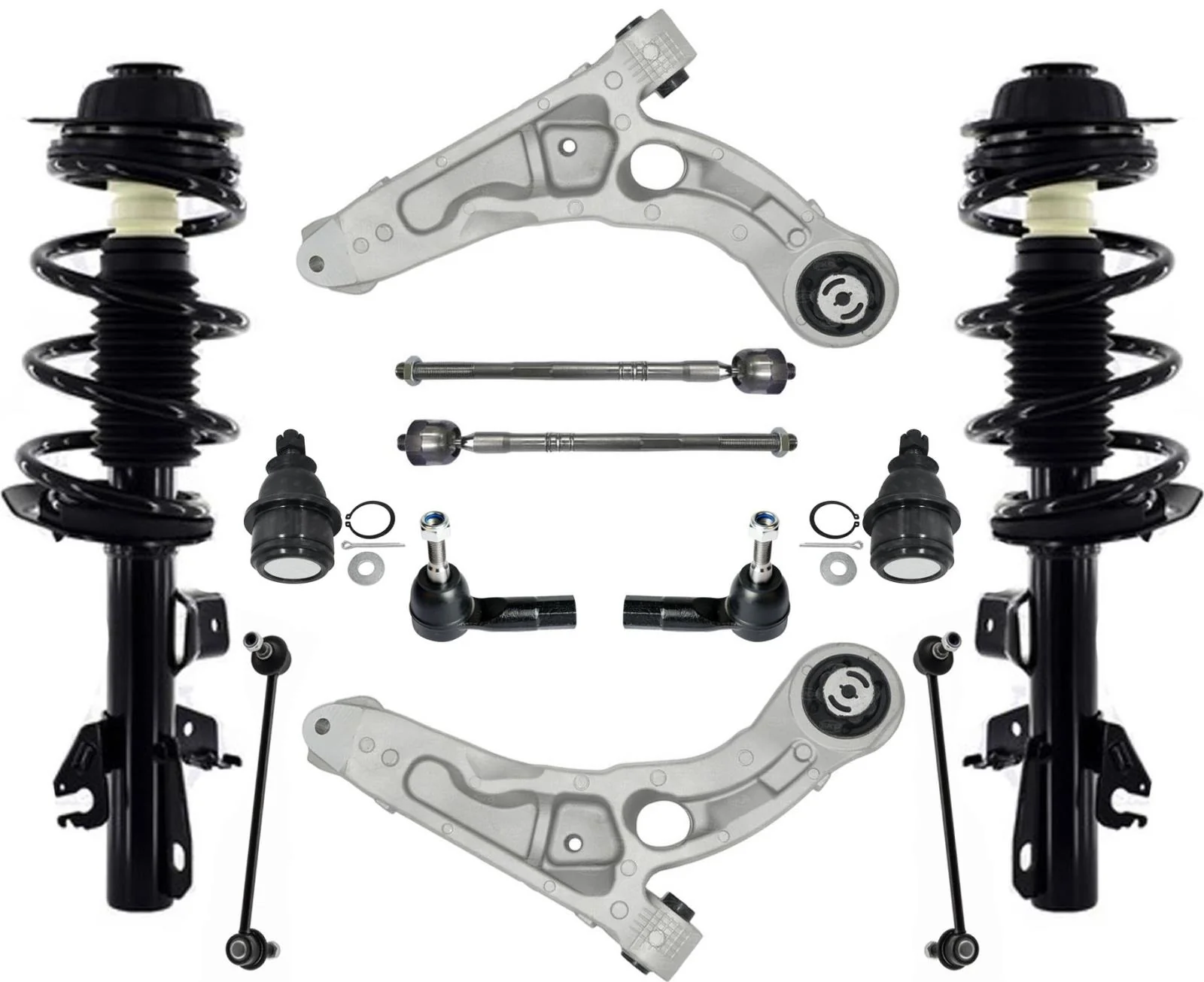 Front Struts Control Arms Tie Rods & Links For Cherokee 14-18 Front Wheel Drive