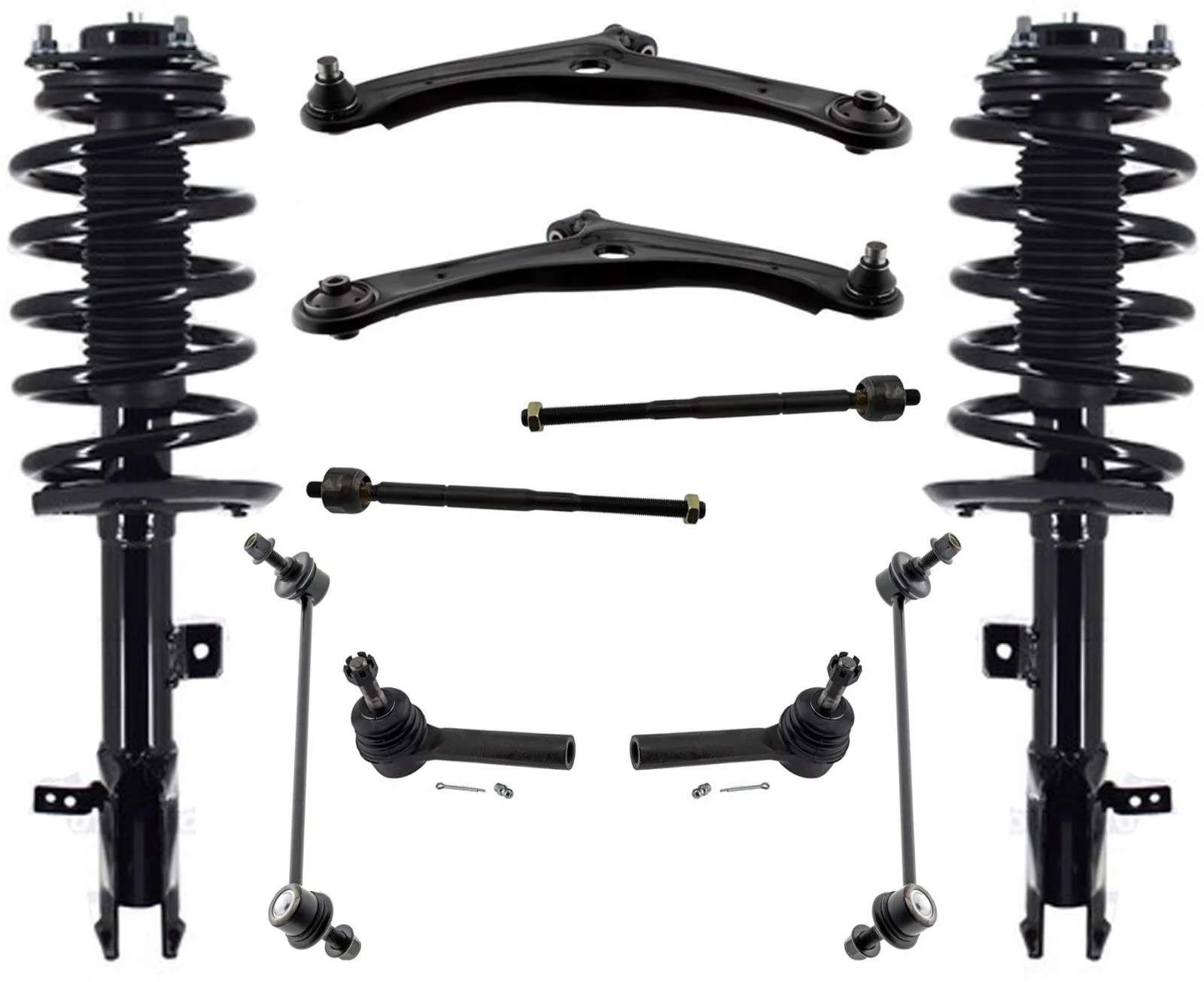Front Struts Control Arms Tie Rods Links For Compass 2012-2017 4WD Manual Trans