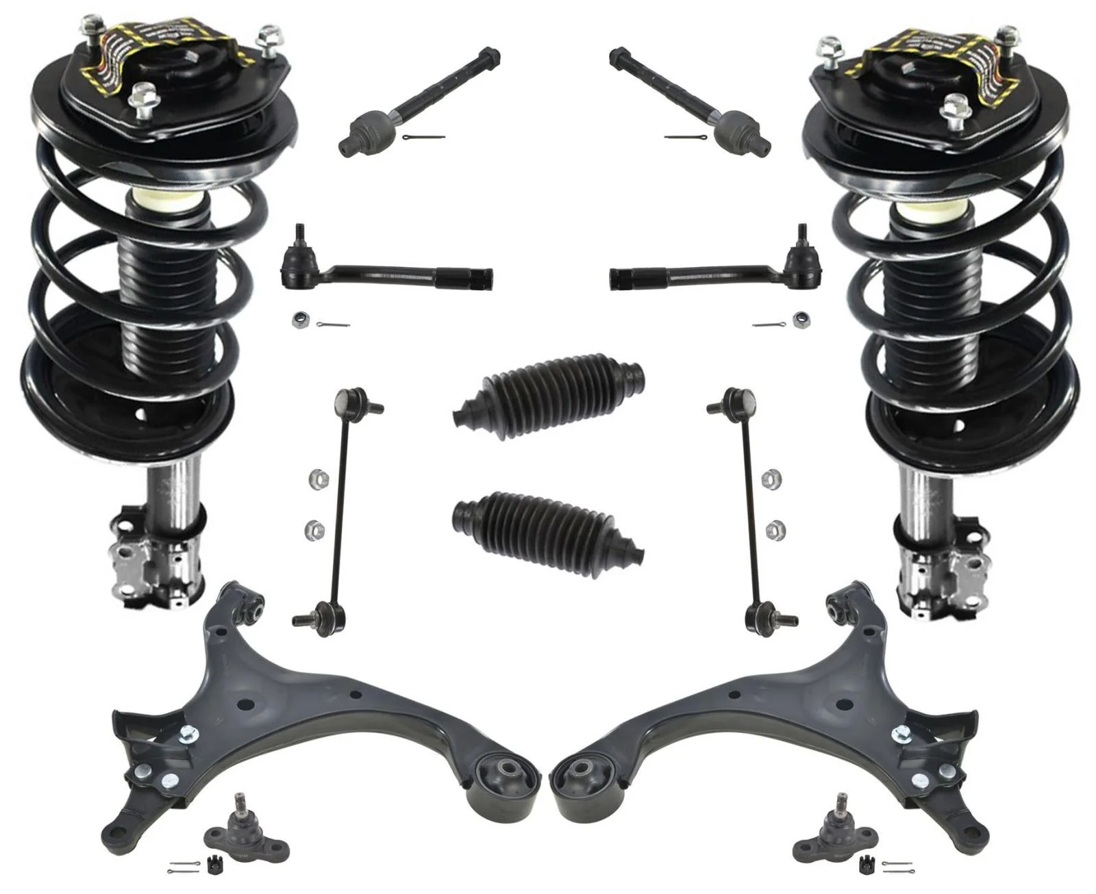 Front Struts Lower Arms Tie Rods Ball Joints & Links 14 Pcs for Kia Optima 07-10