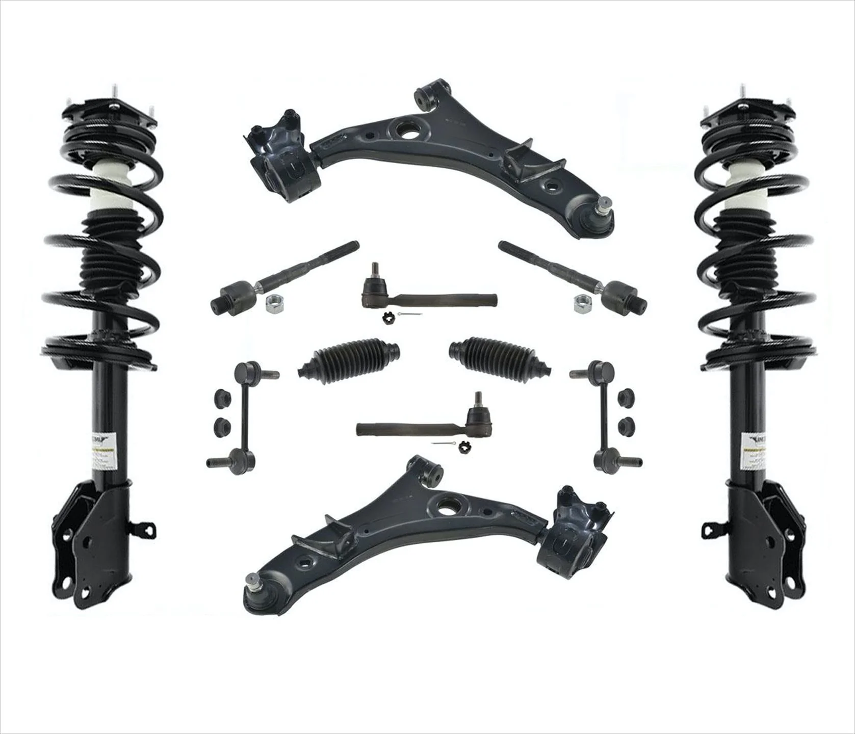 Front Struts Lower Control Arms Tie Rods Links 12 Pcs Kit For 11-14 Ford Edge