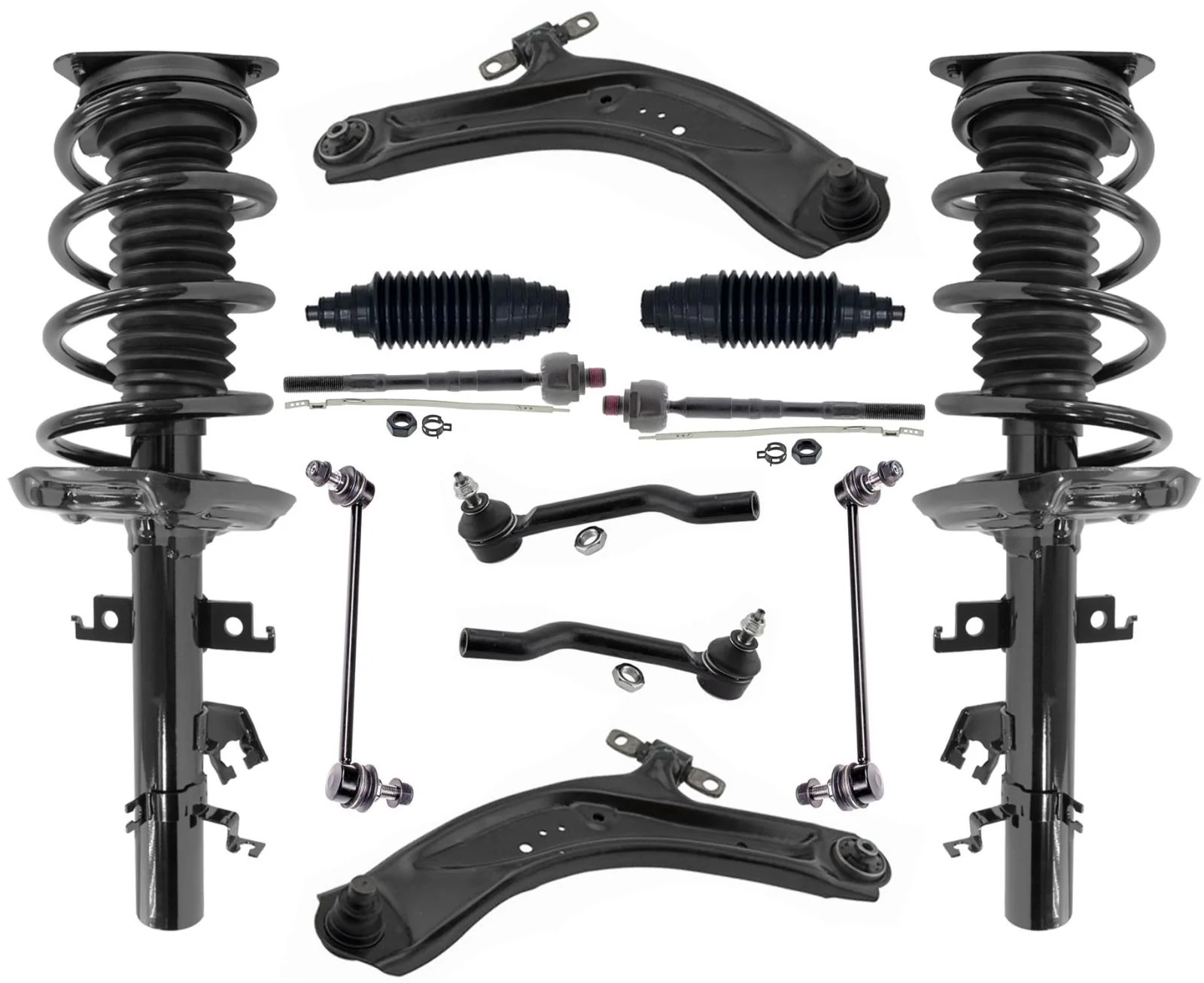 Front Struts Lower Control Arms Tie Rods & Links For Nissan Rogue 2014 2017 2020