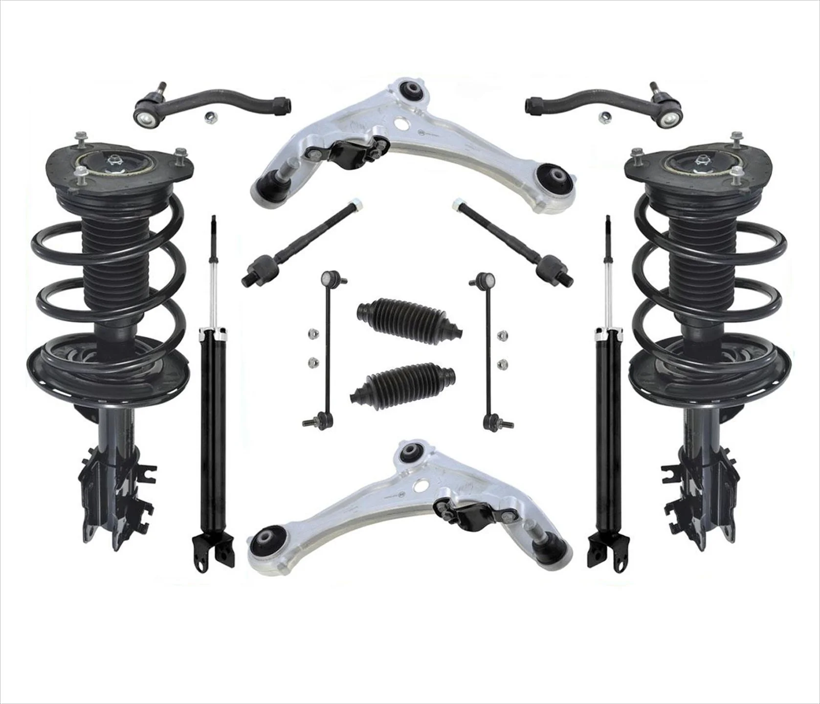 Front Struts Rear Shocks Lower Control Arms 14 Pcs for 07-12 Altima 2.5L 4 CYL