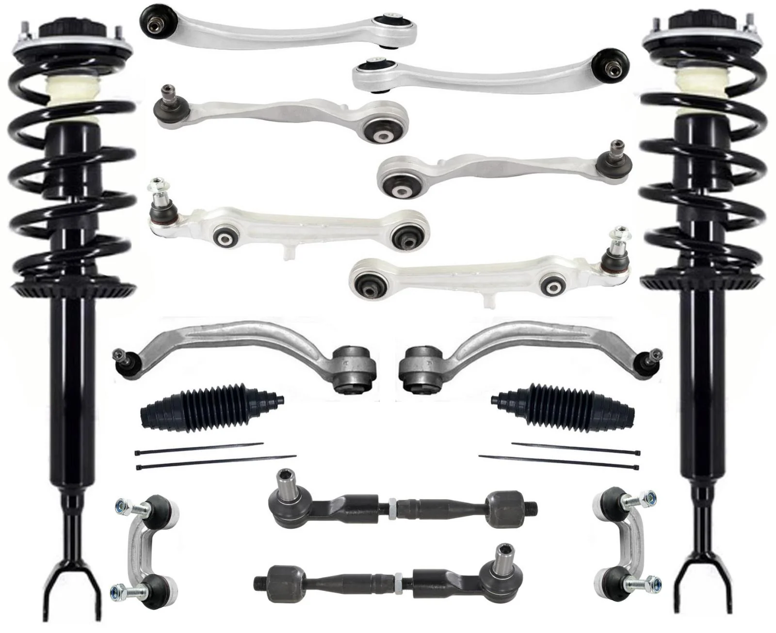 Front Struts Upper Lower Control Arms Tie Rods & Links For A4 Quattro 1996-2001