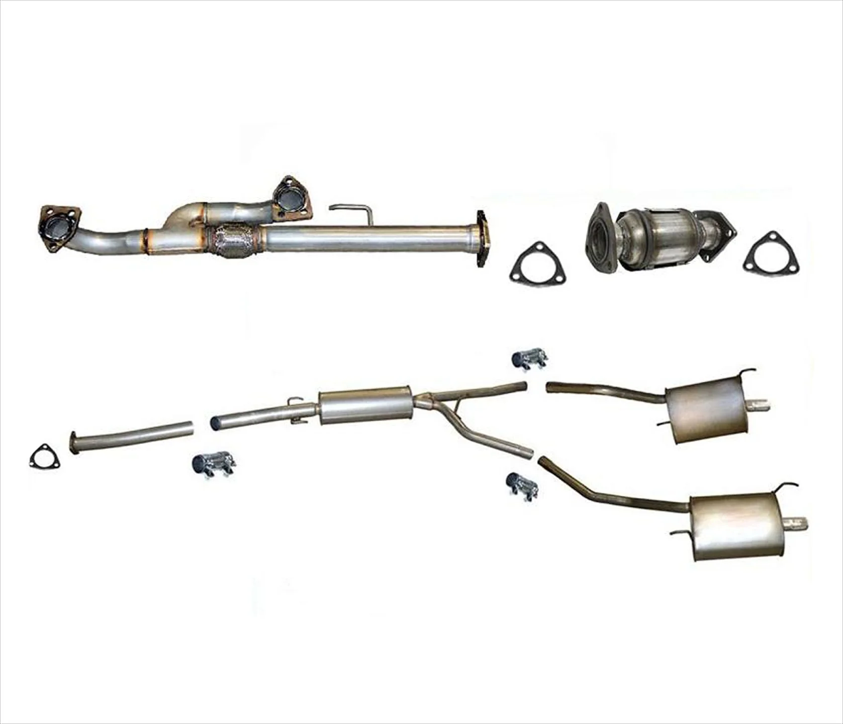 Front Y Pipe Rear Converter Middle Resonator & Mufflers For 2009-2012 Pilot