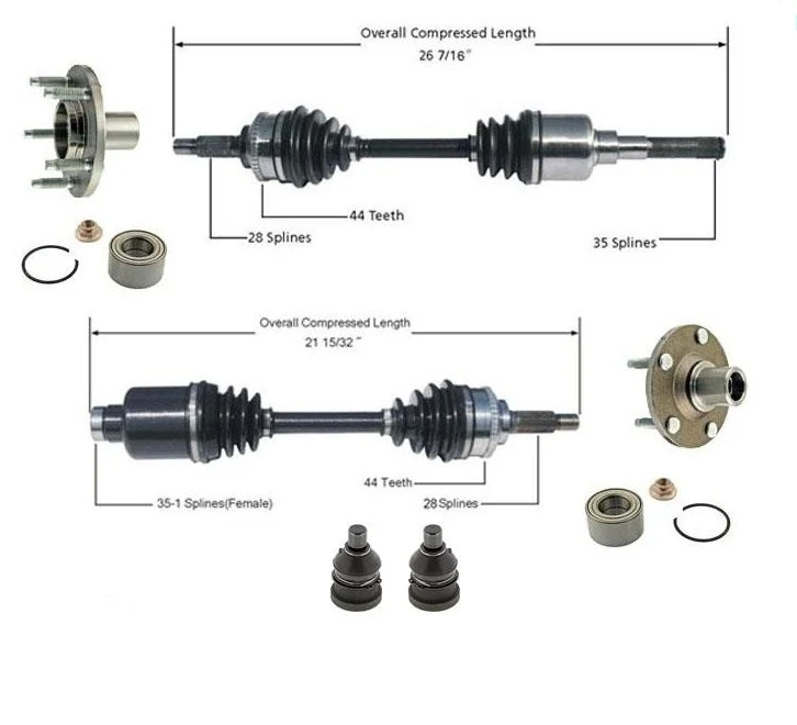 Frt CV Axle Shafts Hub & Bearings BJ For 01-08 Escape 3.0L Automatic (No Hybrid)