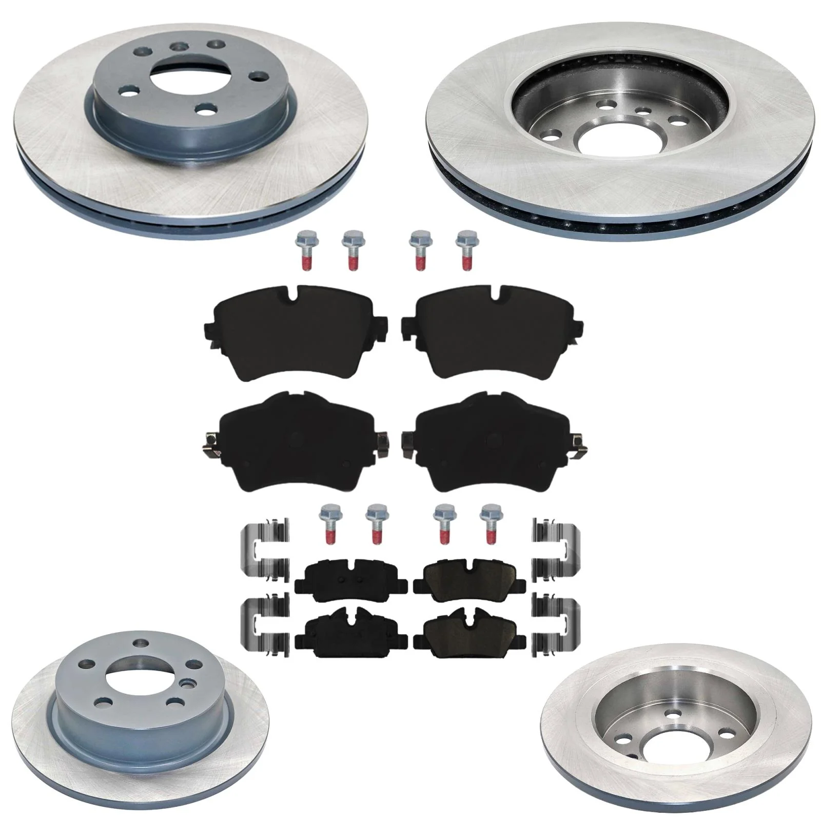 Frt & Rr Coated Disc Brake Rotors & EPS Brake Pads For Mini Cooper S 2014 2015