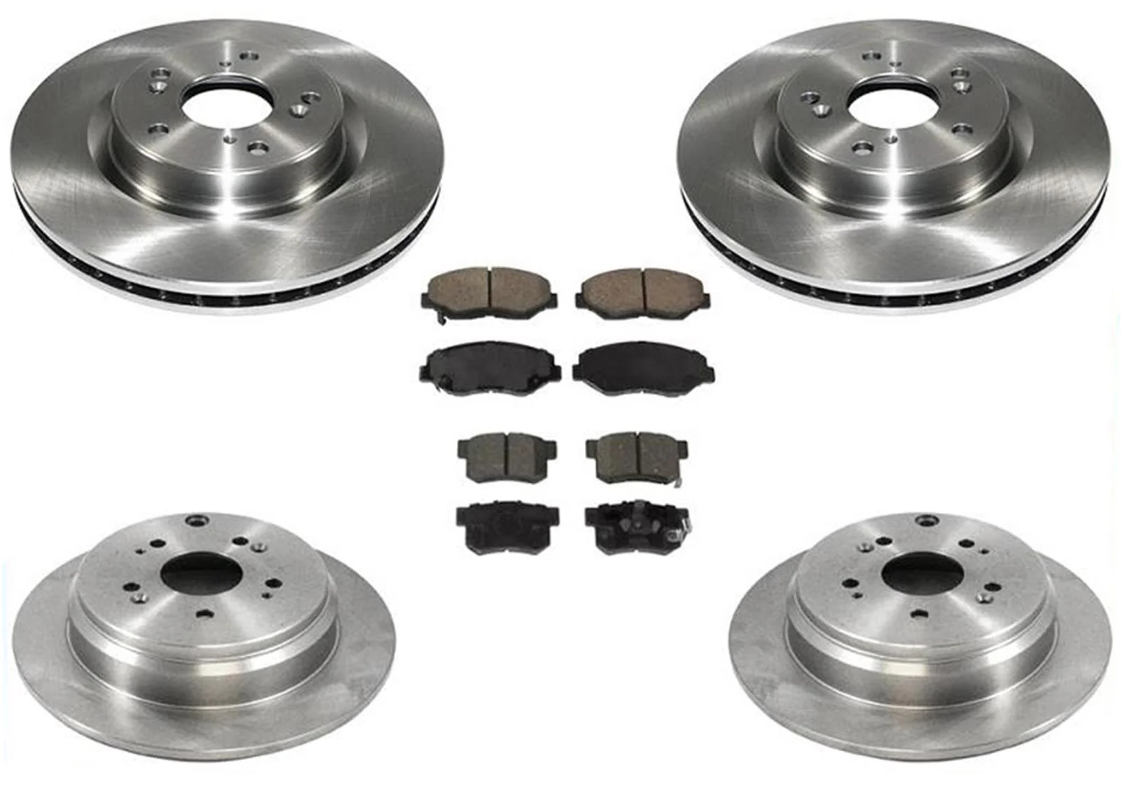 Ft & Rear Brake Disc Rotors Ceramic Pads for Honda CRV Front Wheel Drive 12-2016