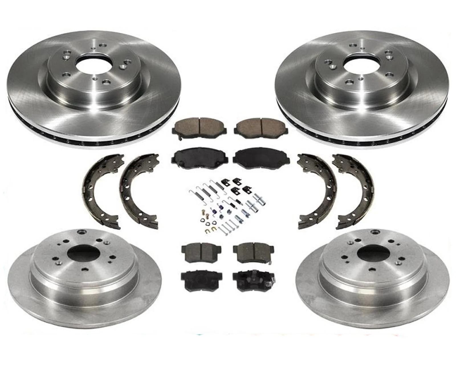 Ft & Rr Brake Disc Rotors Ceramic Pads for Honda CRV Front Wheel Drive 2012-2016