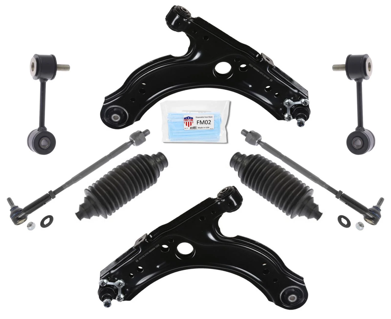 Lower Control Arms Tie Rods Sway Links Kit for Volkswagen Golf 2000 2002 2006 - Image 2