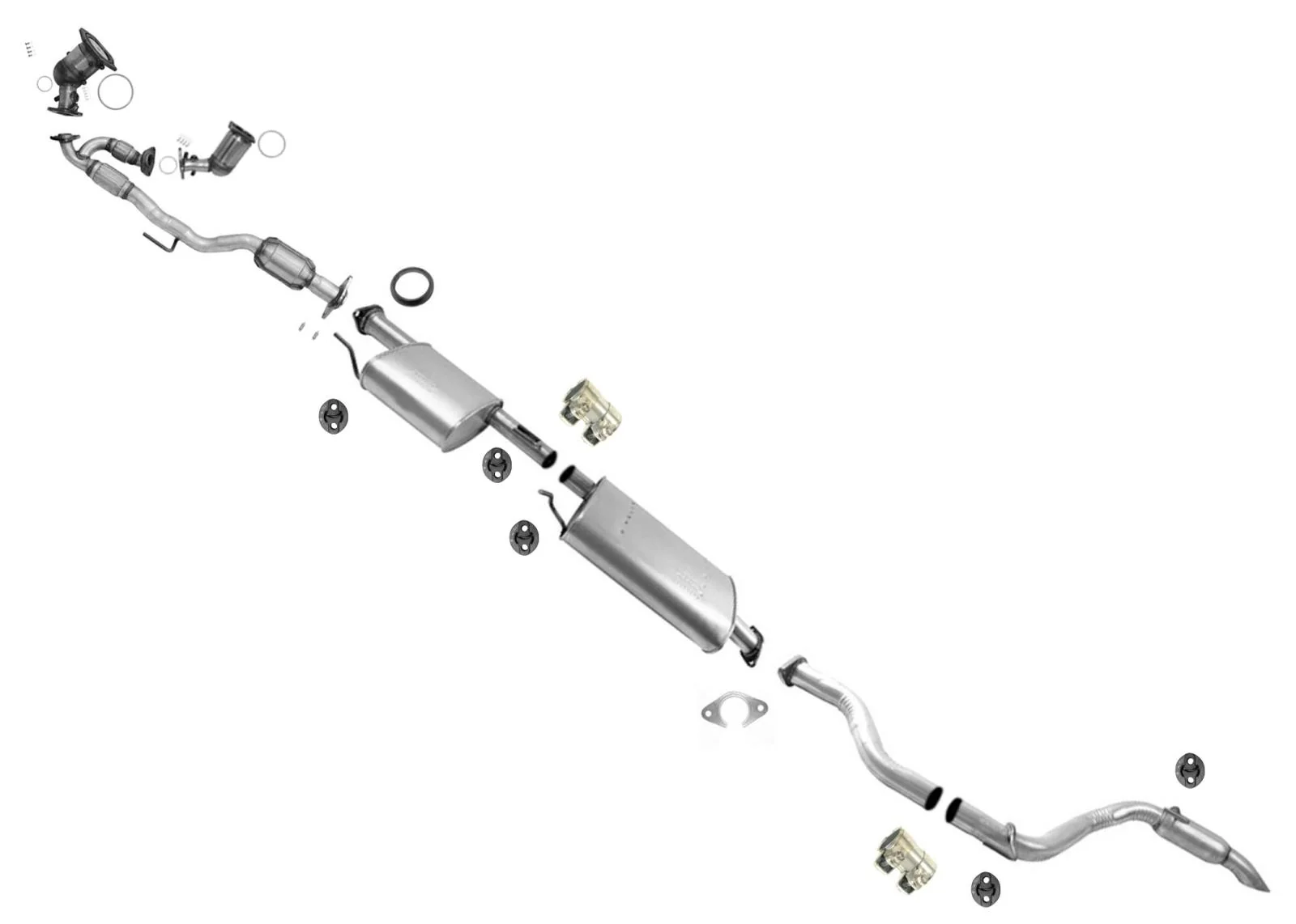 Middle Resonator Assembly & Tail Pipe for Nissan Pathfinder 2013-2018 3.5L