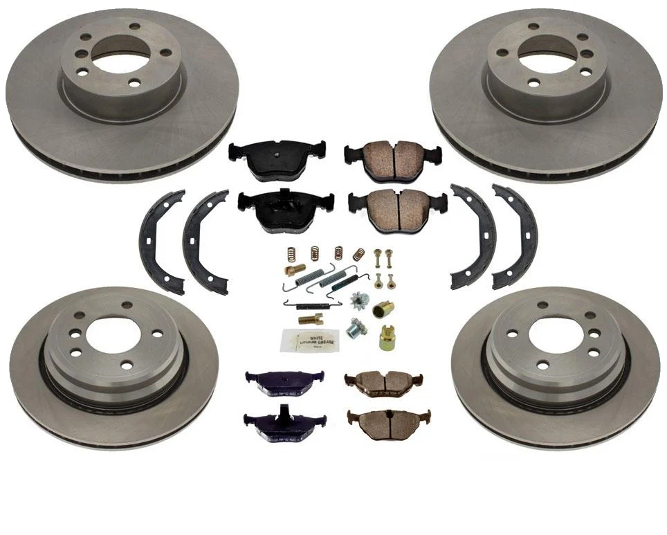 Brakes Disc Rotors Ceramic Pads Springs Park Shoes for 01-03 BMW 540i 8pc