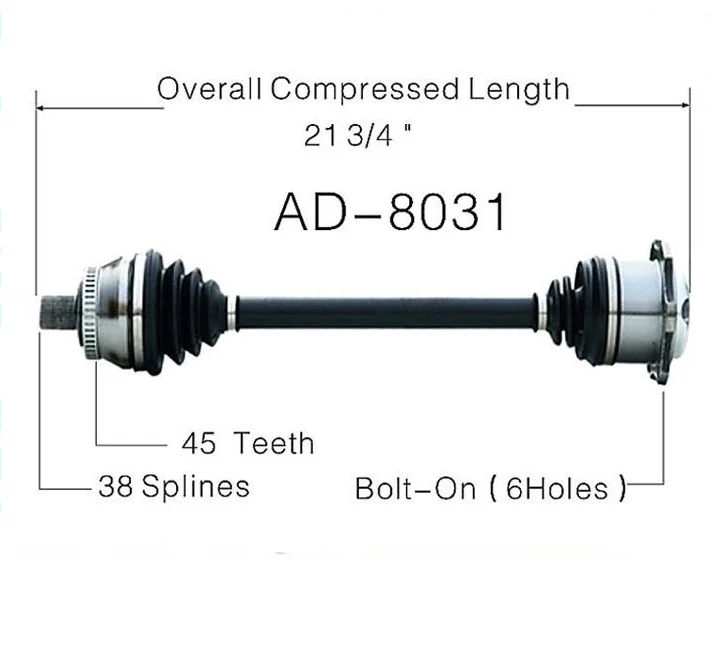 CV Drive Axle Shaft Fits Audi A6 / A6 QUATTRO 1998-04 Front Driver Side A/T