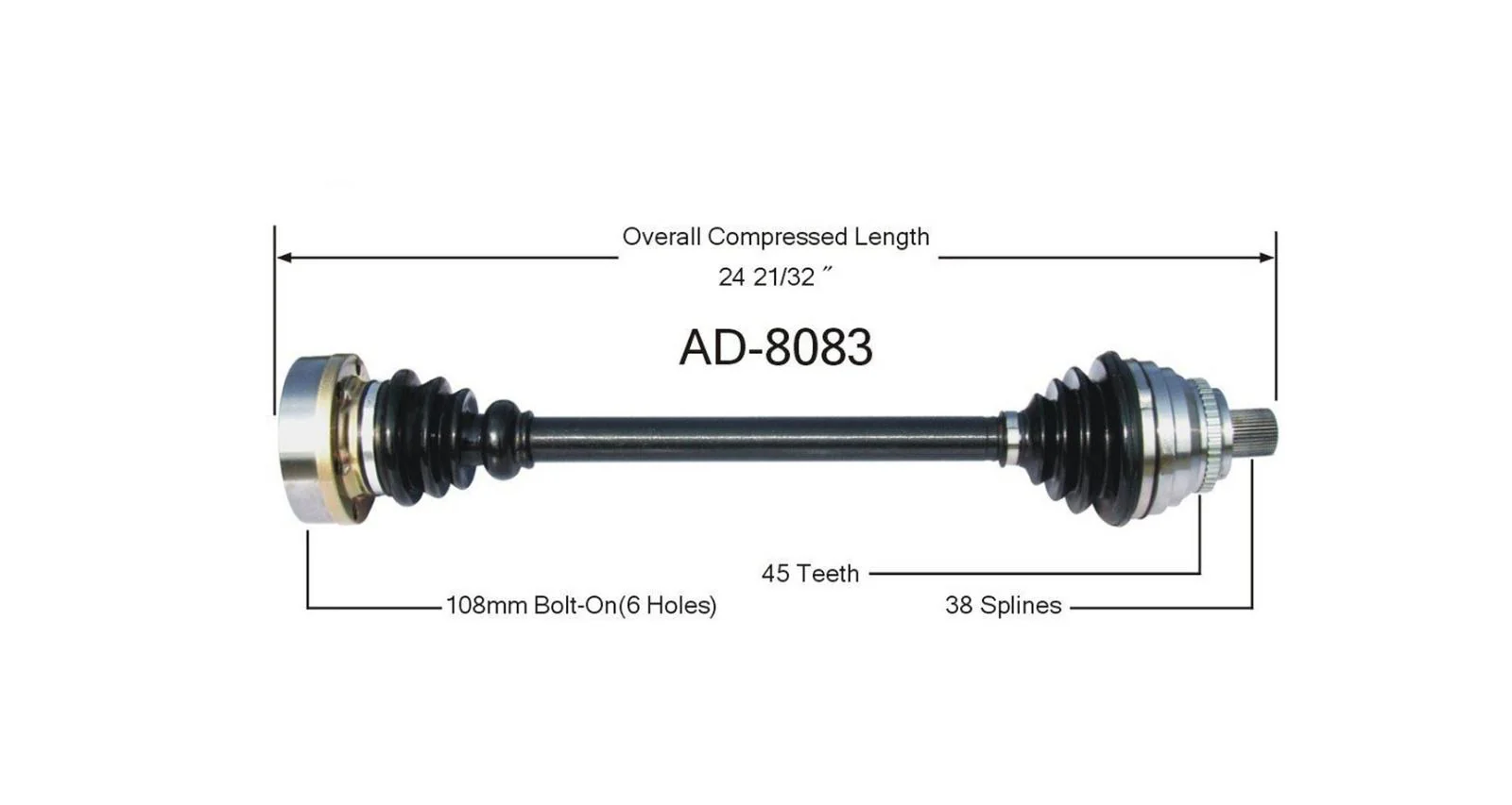 CV Drive Axle Shaft Fits Audi A6, S6 1995-97 Front Driver Side