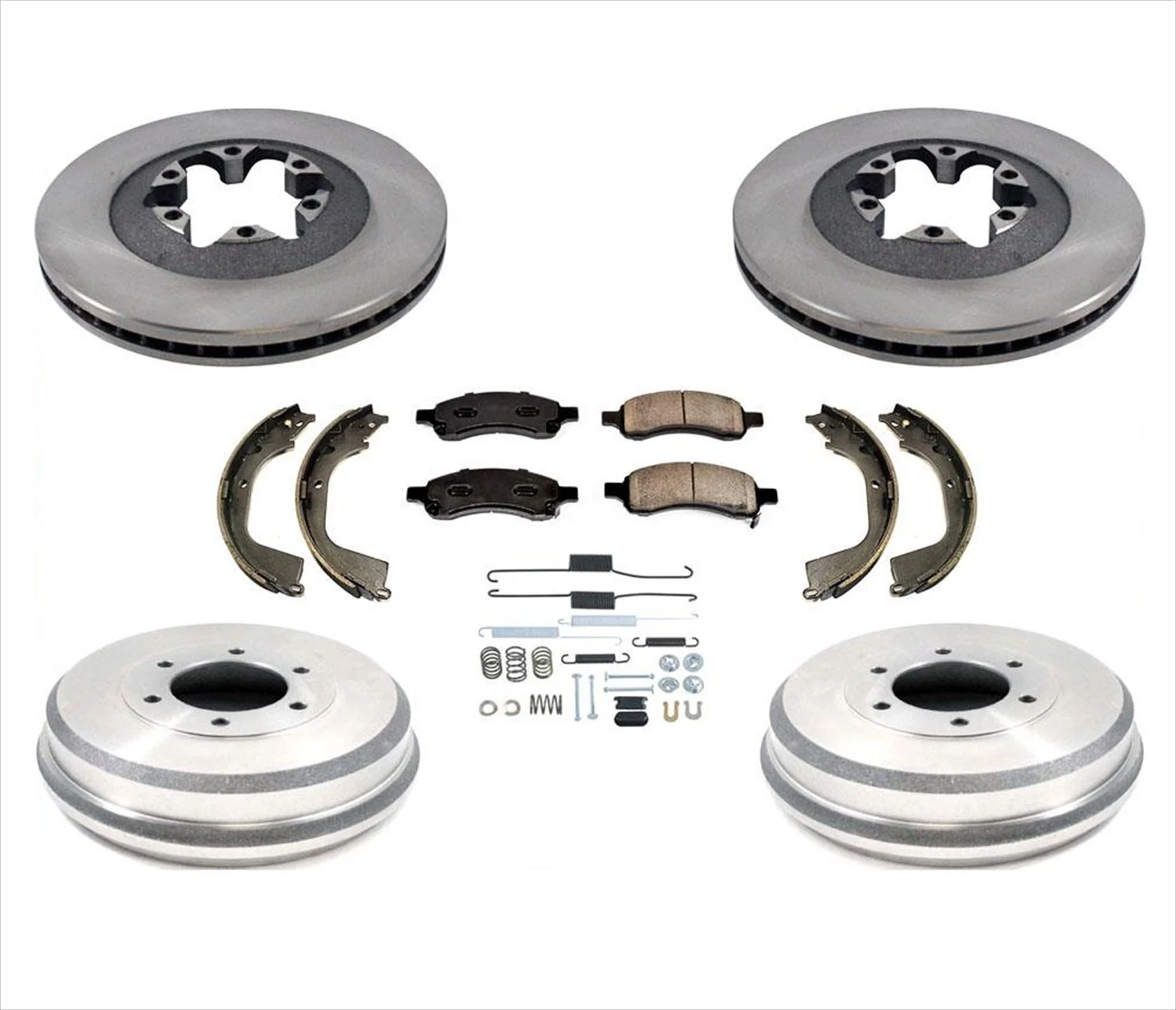Disc Brake Rotors Ceramic Pads Drums Shoes 7pc Chevrolet Colorado 09-12