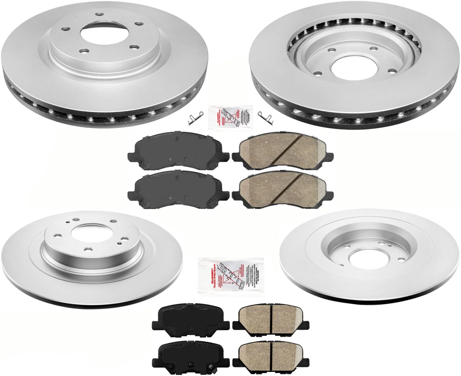 F&R Brakes Disc Rotors Ceramic Pads 6pc for Mitsubishi Outlander Sport 13-21