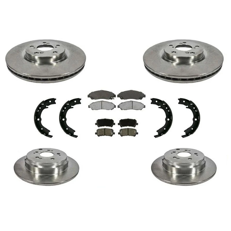 Front & Rear Brake Rotors with Ceramic Brake Pads for Honda Odyssey 2011-2014