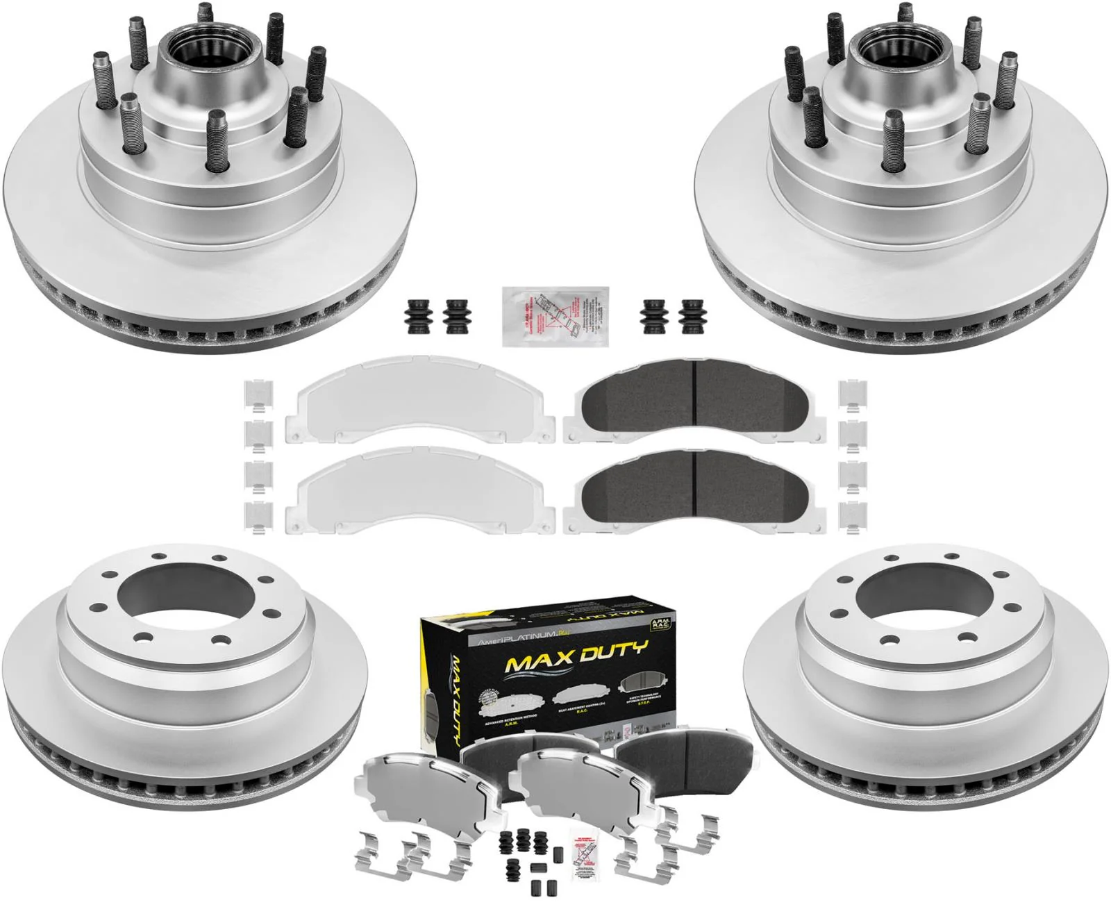 Premium Fleet Front Rear Galvanized Brake Pads & Coated Rotors FOR 08-14 E250