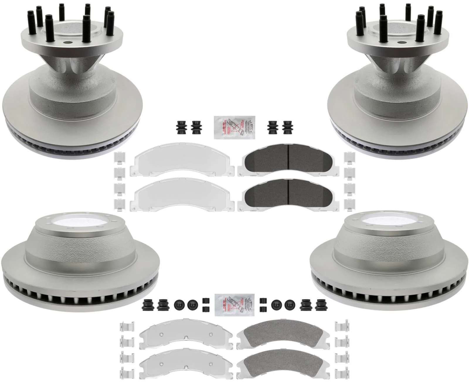 Premium Fleet Front Rear Galvanized Brake Pads & Coated Rotors For 2008-23 E450