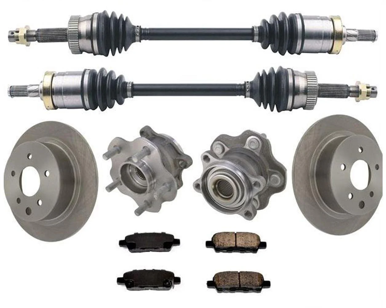 Rear Axles Hub Bearings Rotors & Pads for Nissan Juke 2011-2017 All Wheel Drive