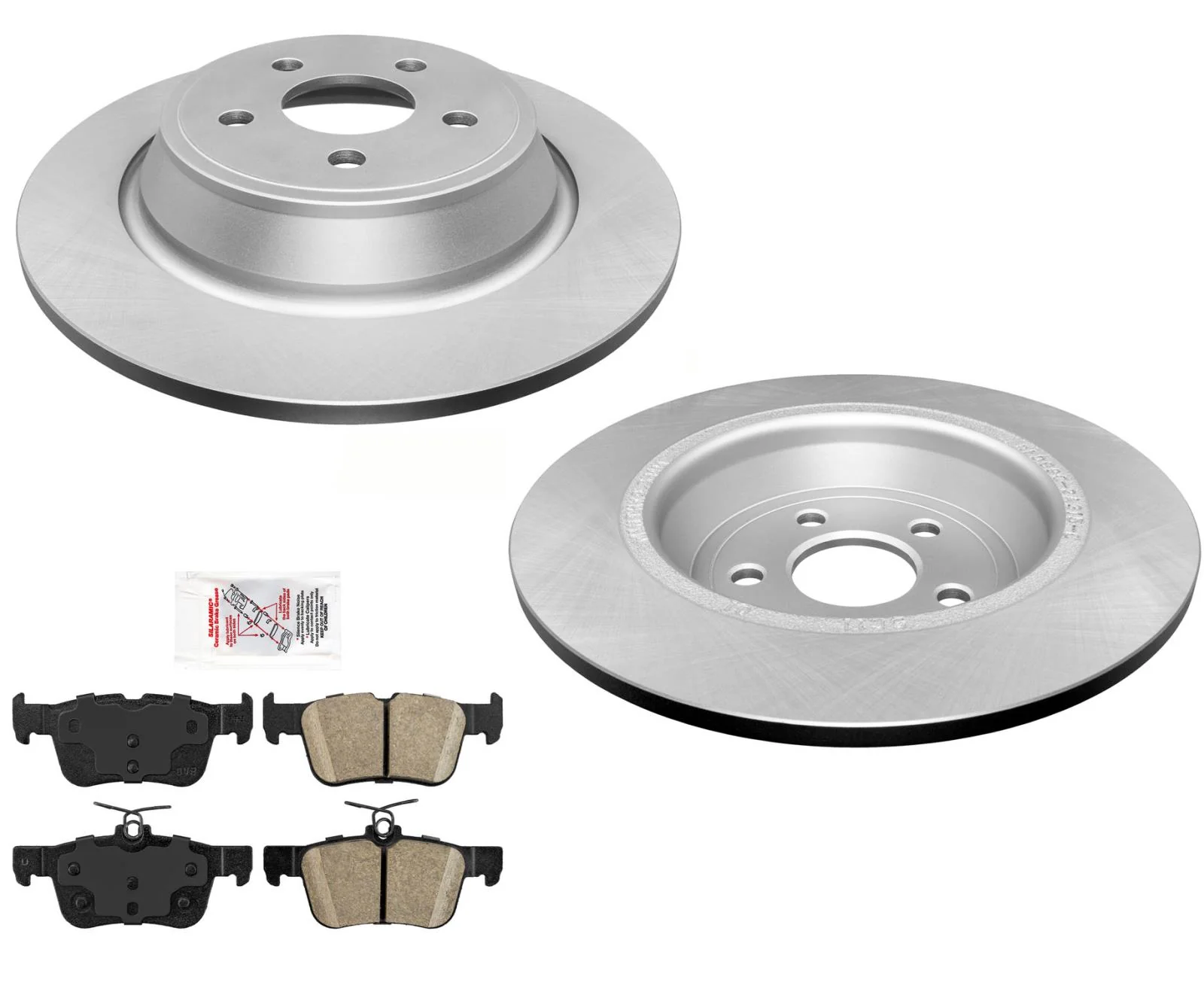 Rear Coated Brake Rotors & Rear Ceramic Brake Pads for Ford Edge 2015-2018