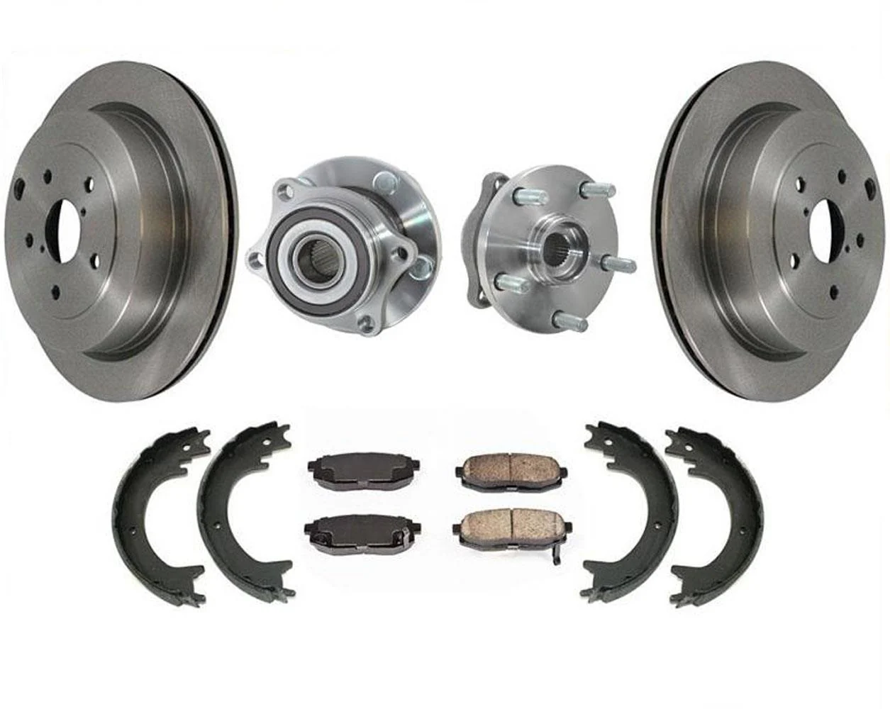 Rear Brake Rotors Pads Brake Shoes Hub Bearings Fits Subaru Tribeca 2006-2014