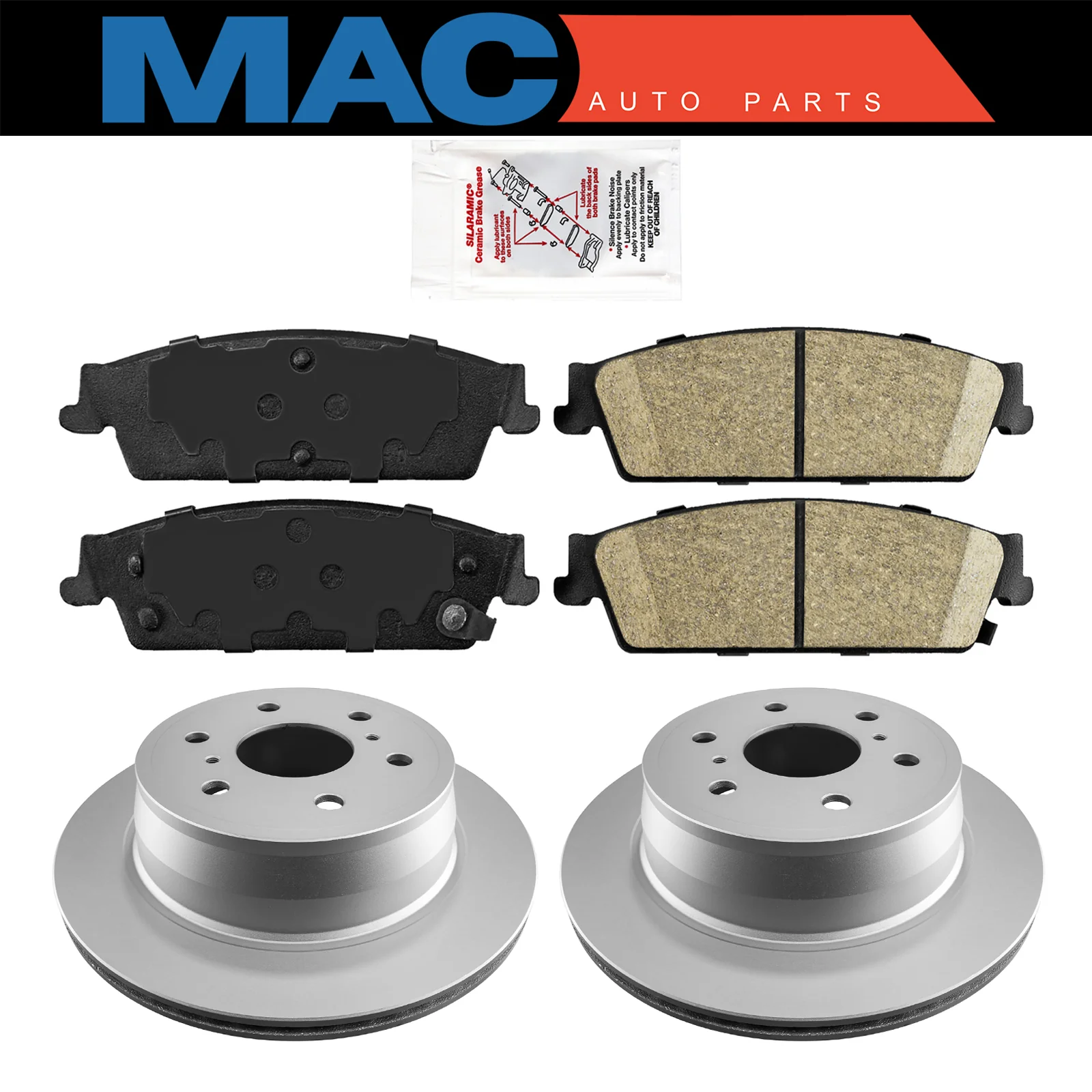 Rear Ceramic Pads & Coated Rotors FOR 07-2014 SILVERADO SUBURBAN TAHOE AVALANCHE