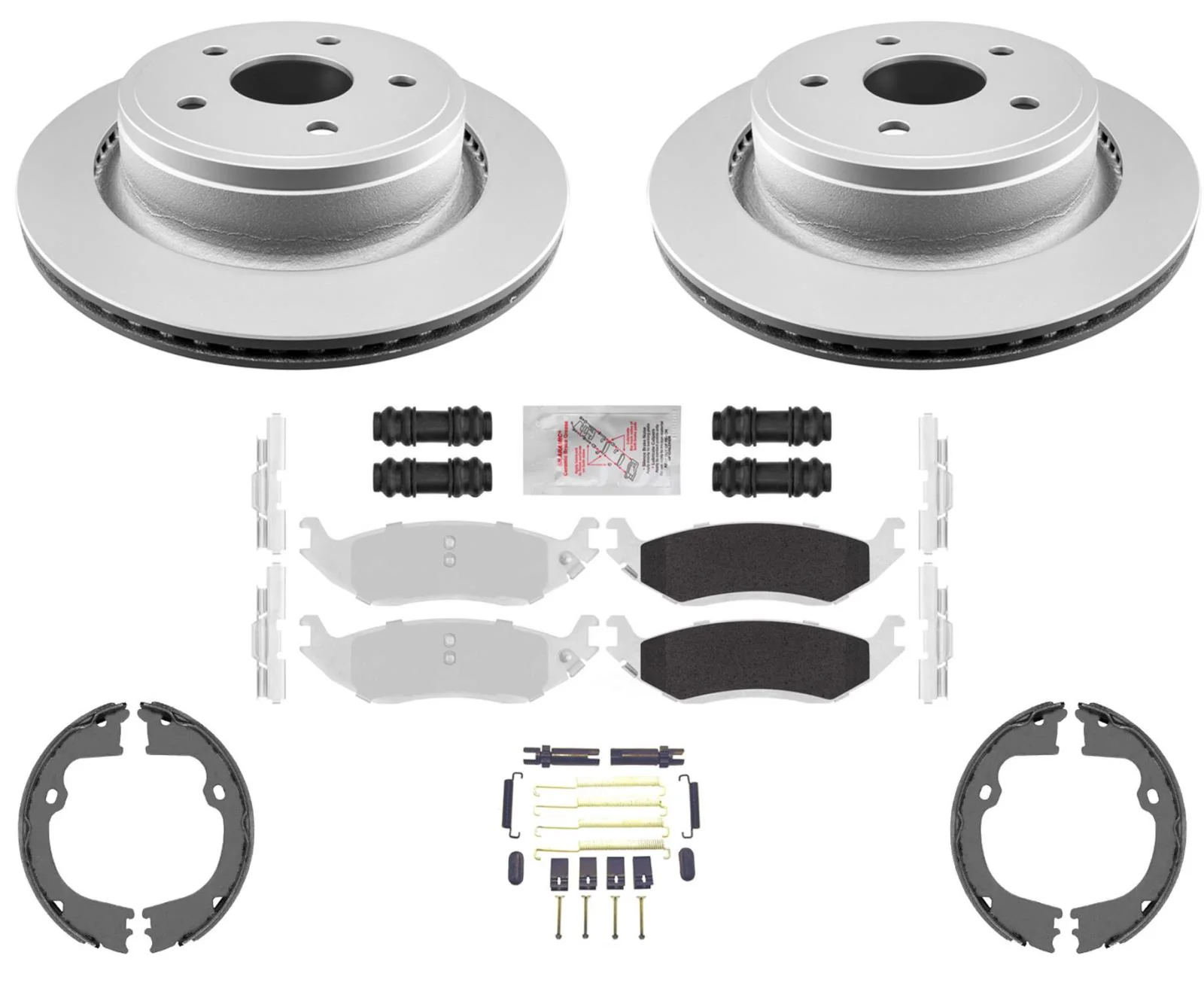 Rear Coated Brake Rotors Max Duty Brake Pads & Shoes For RAM 1500 Classic 19-24