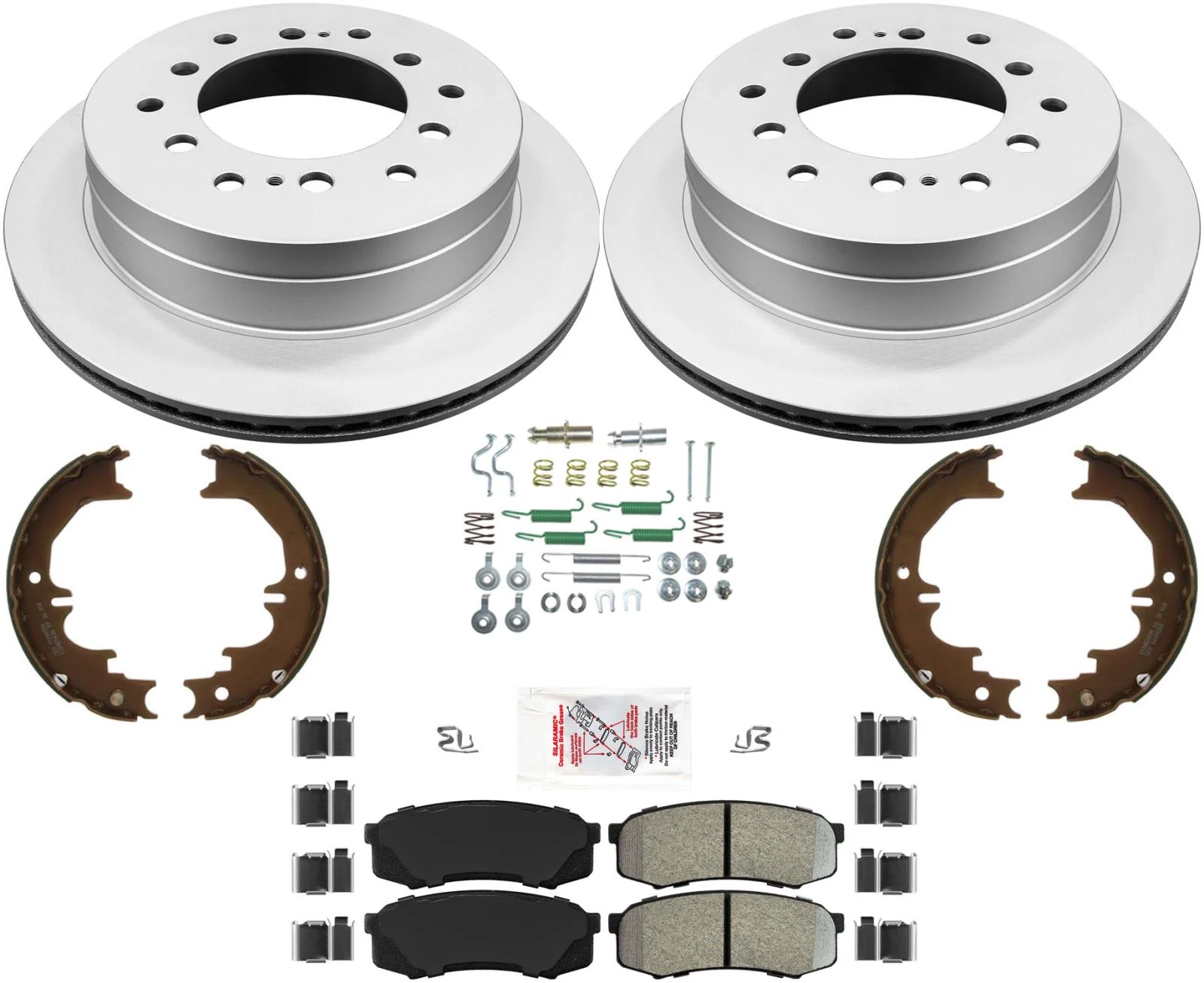 Rear Coated Disc Brake Rotors Brake Pads Hardware Brake For FJ Cruiser 07-2014