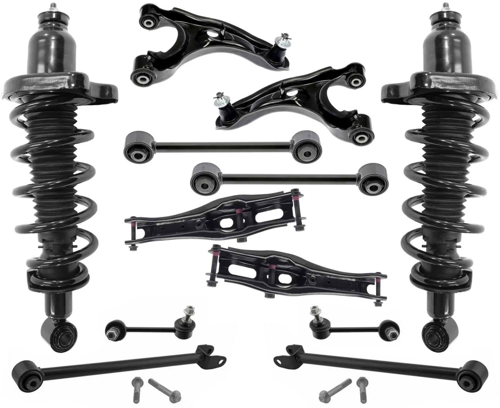 Rear Complete Struts Upper & Lower Control Arms & Links For Acura MDX 14-20 FWD
