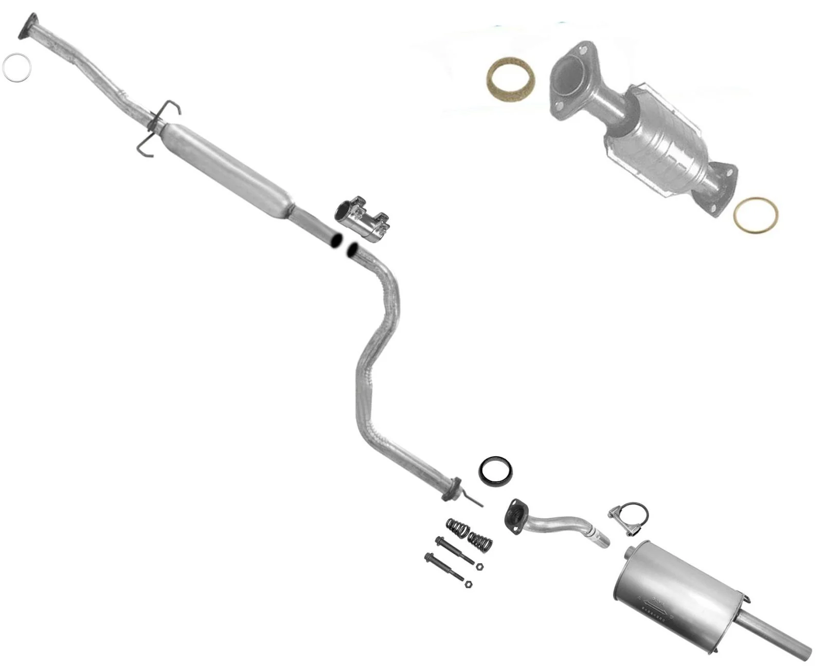 Rear Converter Resonator & Muffler For 1994-1995 Acura Integra 1.8L 4DR Sedan