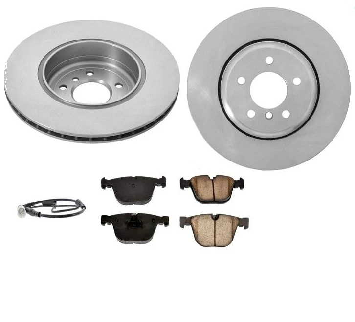 REAR Disc Brake Rotors Ceramic Pads For 06-10 BMW 550I With Sensor 4Pc Kit