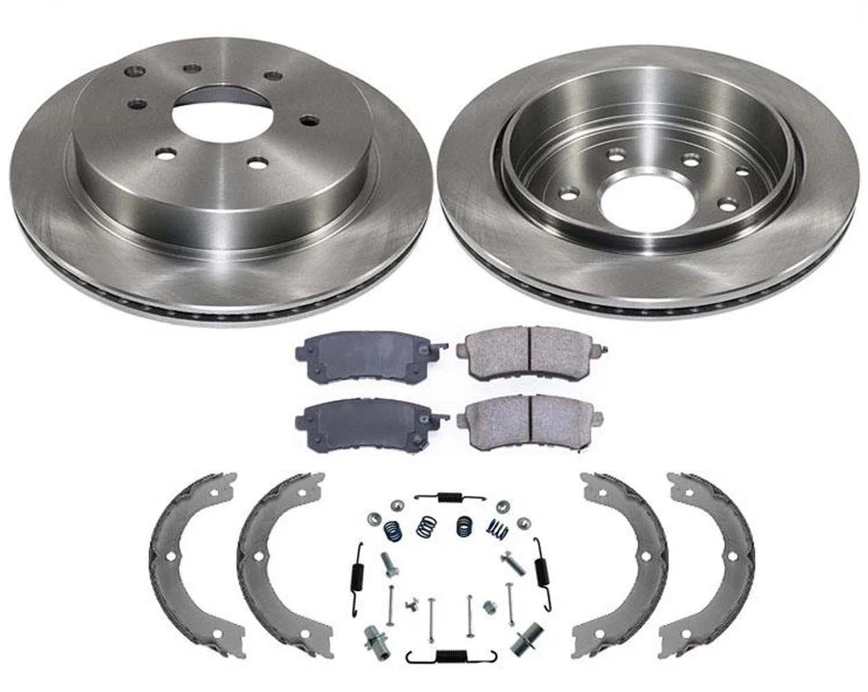 REAR Rotors Brake Pads Brake Shoes Spring 5pc Kit 2014-2021 for Infiniti QX80