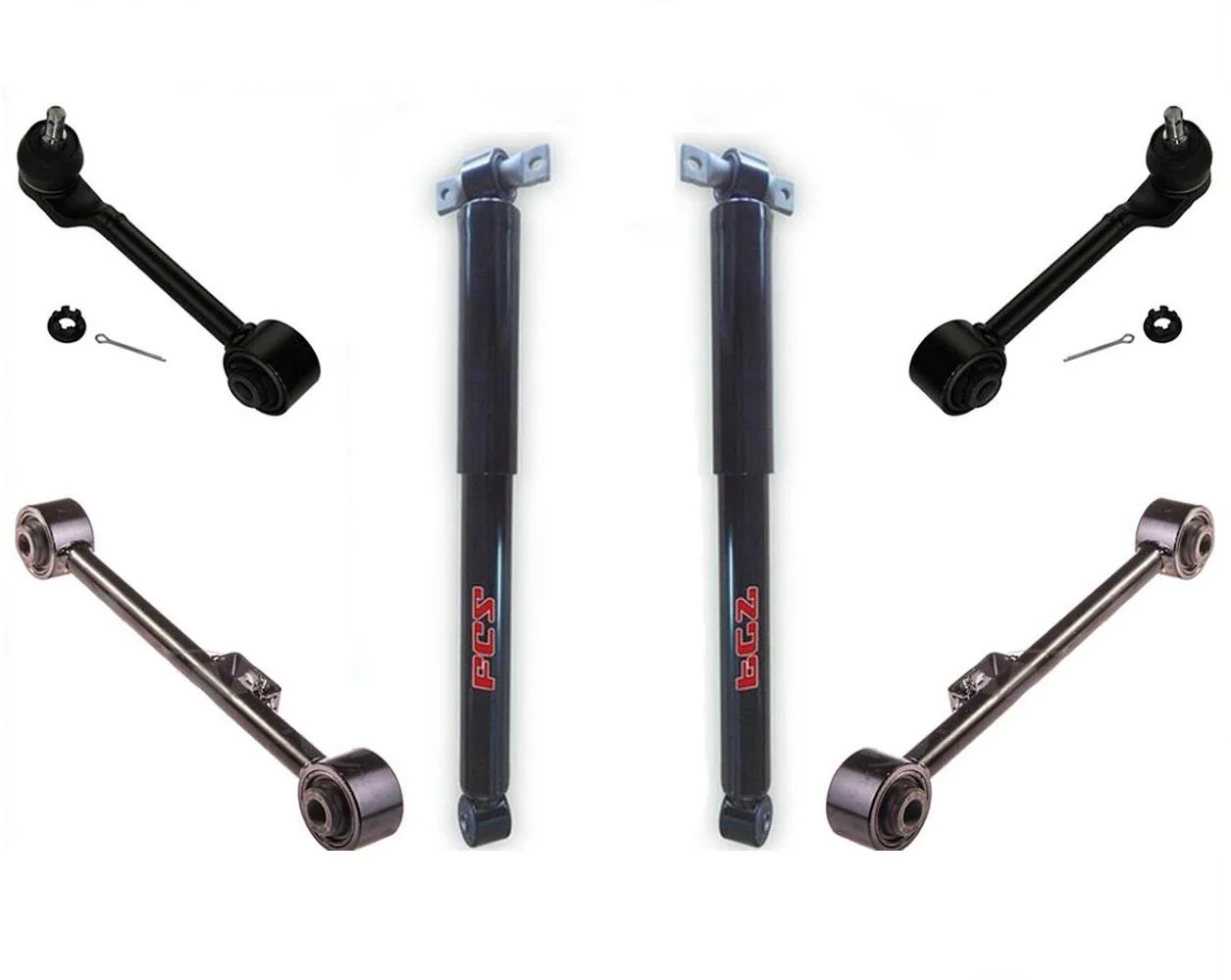 Rear Upper & Lower Forward Control Arms & Shocks For 05-10 Honda Odyssey