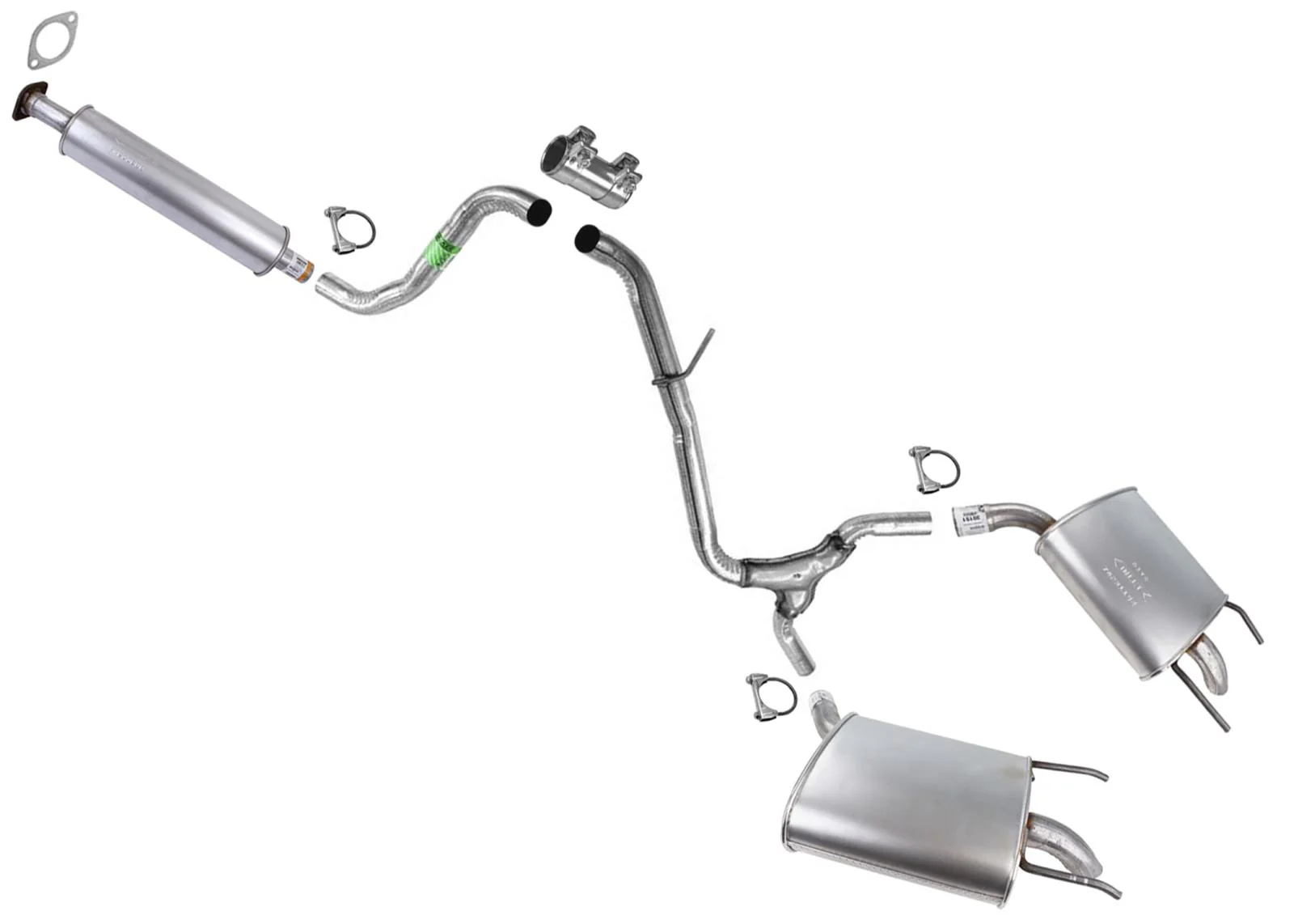 Resonator Ext. Pipe Muffler Dual Exhaust System for Chevrolet Malibu 13-15 2.5L