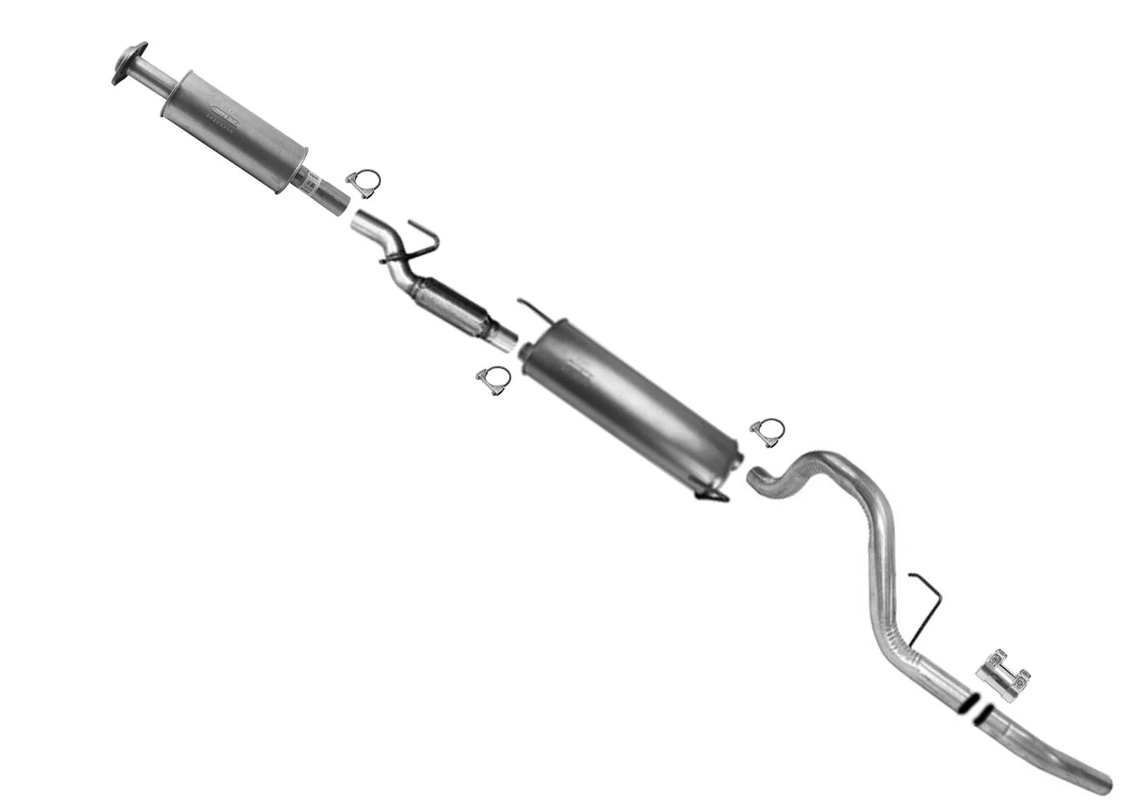 Resonator Muffler Tail Pipe Exhaust System for F150 11-14 3.7L 145" Wheelbase