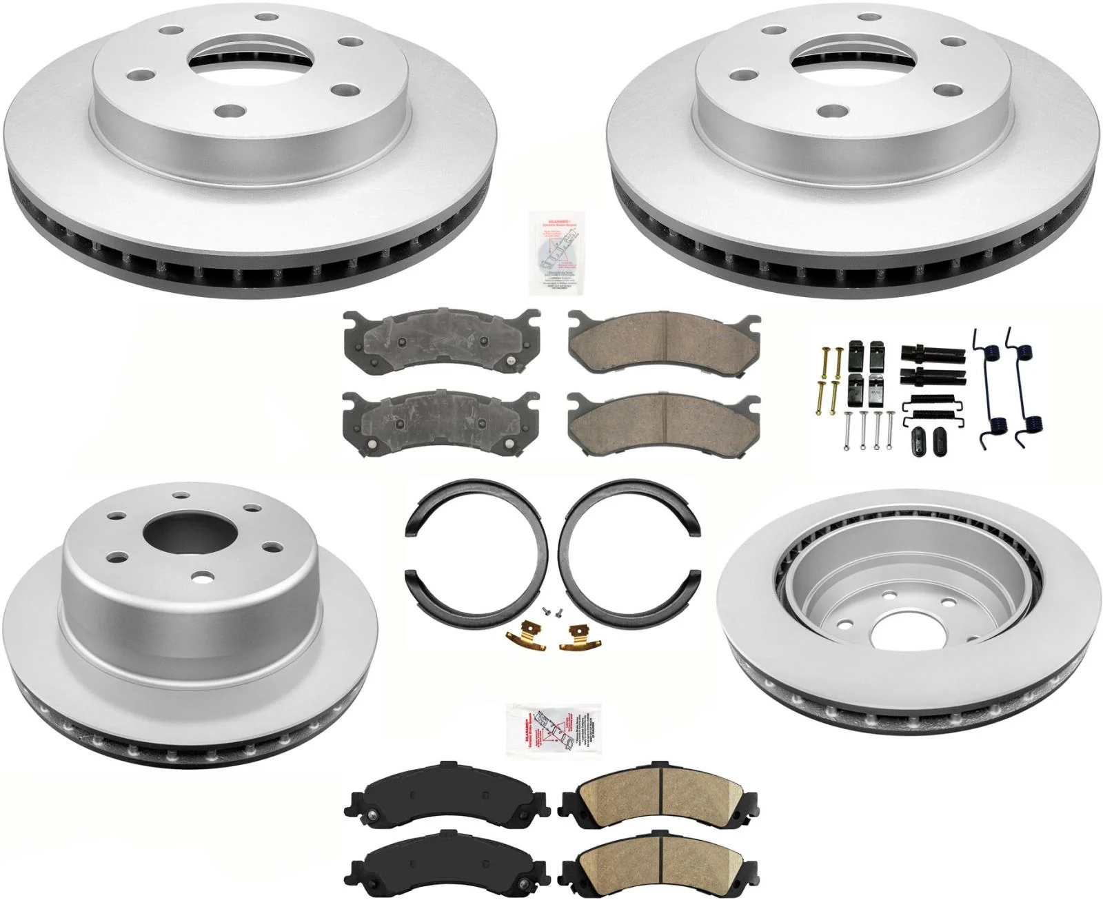 Rotors Brake Pads Parking Shoes Springs for Chevrolet Tahoe 00-06 4 Wheel Drive