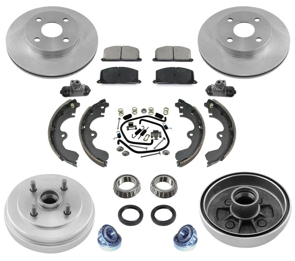 Rotors Drums Brake Pads Shoes Spring Wheel Bearings 15pc for Toyota Tercel 91-92