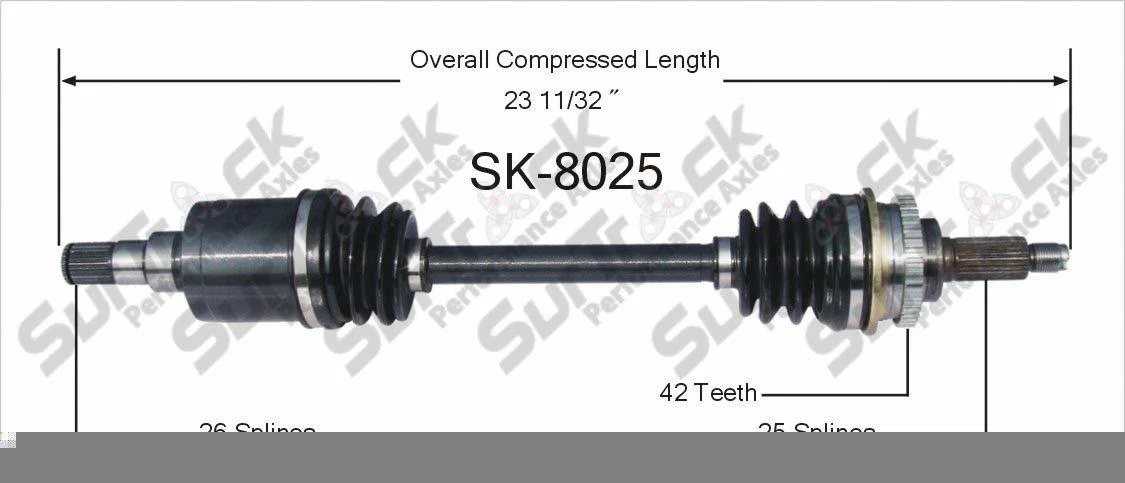 SK-8025 CV Axle Shaft - , Front Left 02-07 Aerio With Manual Transmission